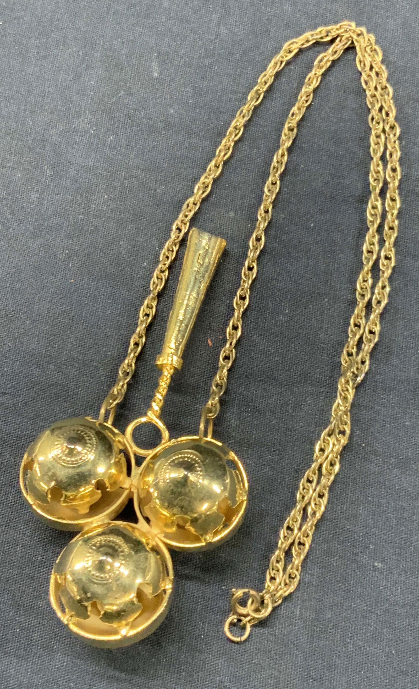 Vintage Gold Tn Baby Rattle & Whistle Necklace (1 of 7)