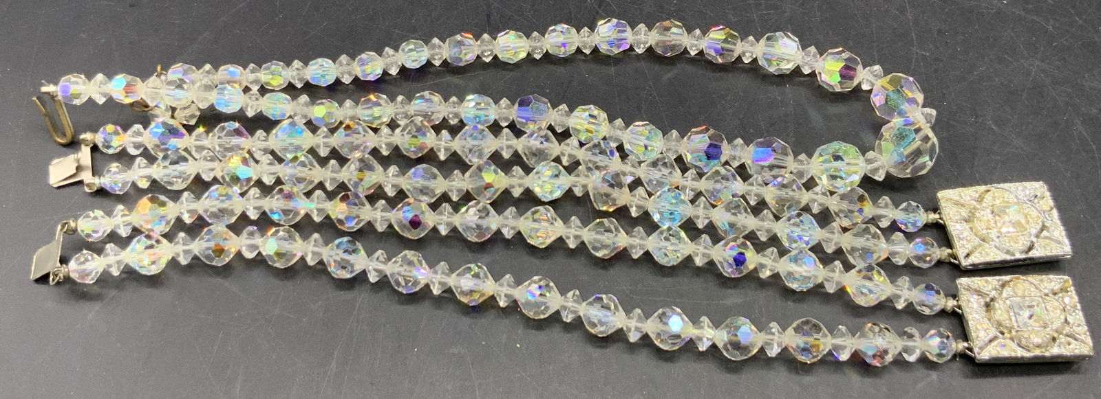 3 Vtg Aurora Borealis Crystal Bracelets & Necklace (1 of 11)