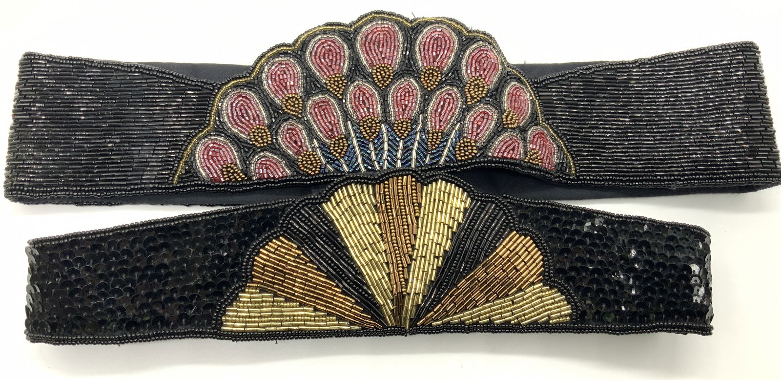 2 Vintage Woven Beads Fabric Waist Belts (1 of 12)