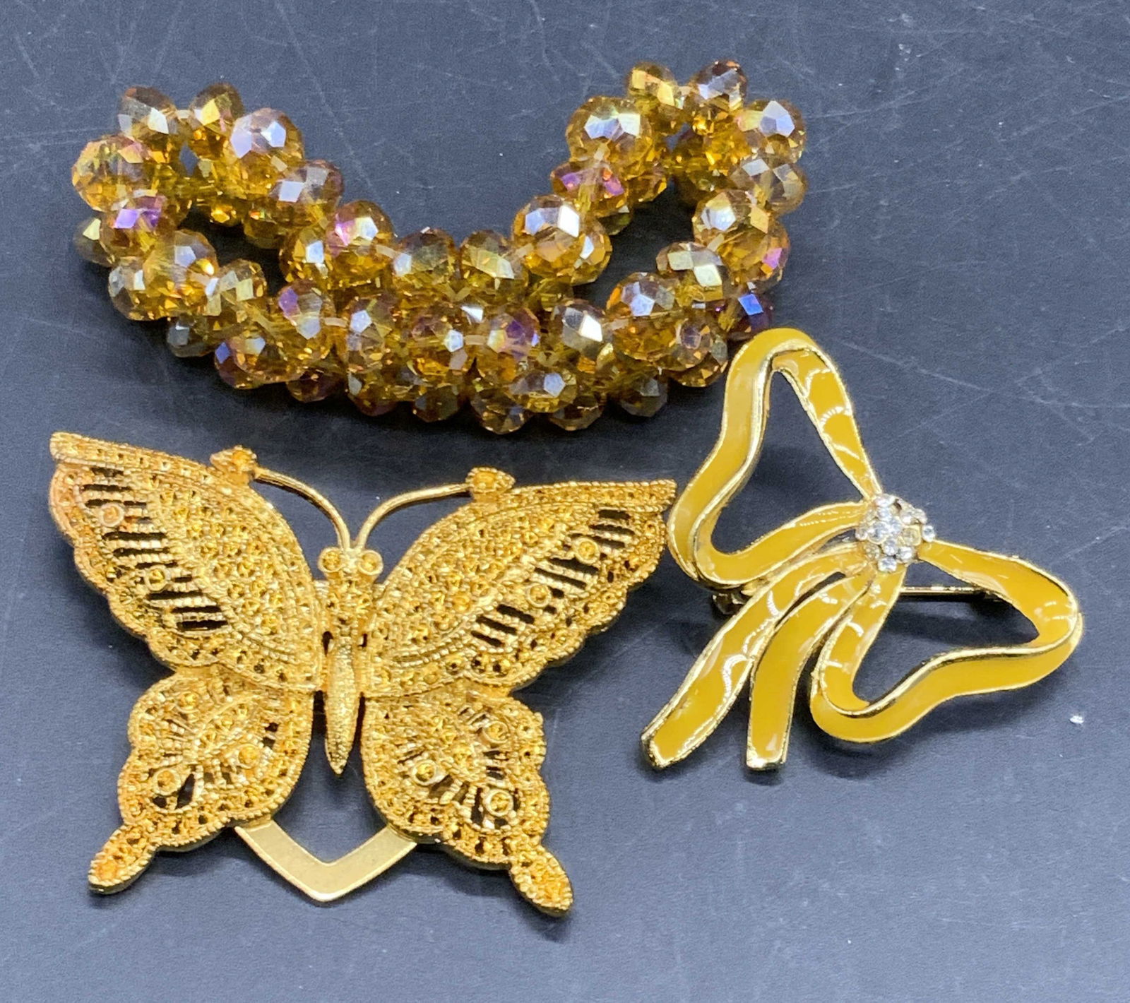 3 Vintage Butterfly Clip, Ribbon Brooch & Bracelet (1 of 11)