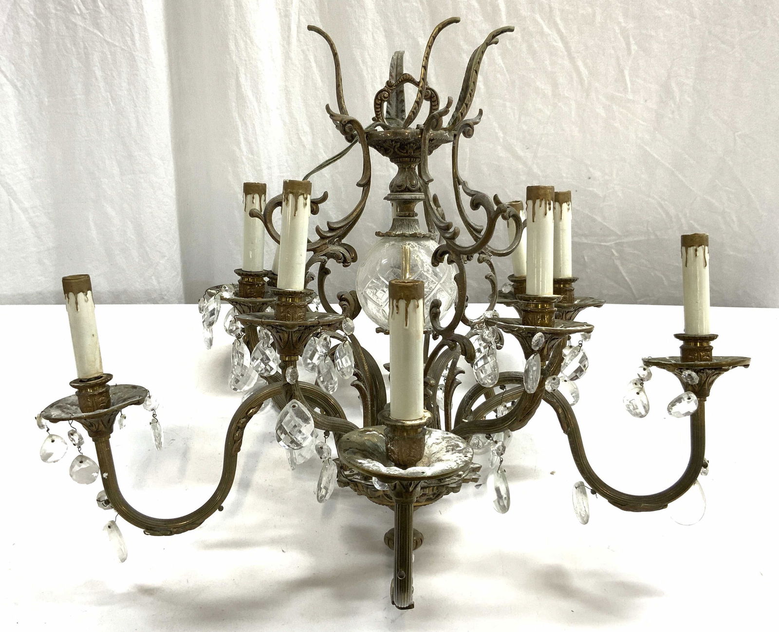 Vintage 10 Arm Brass Victorian Chandelier (1 of 9)