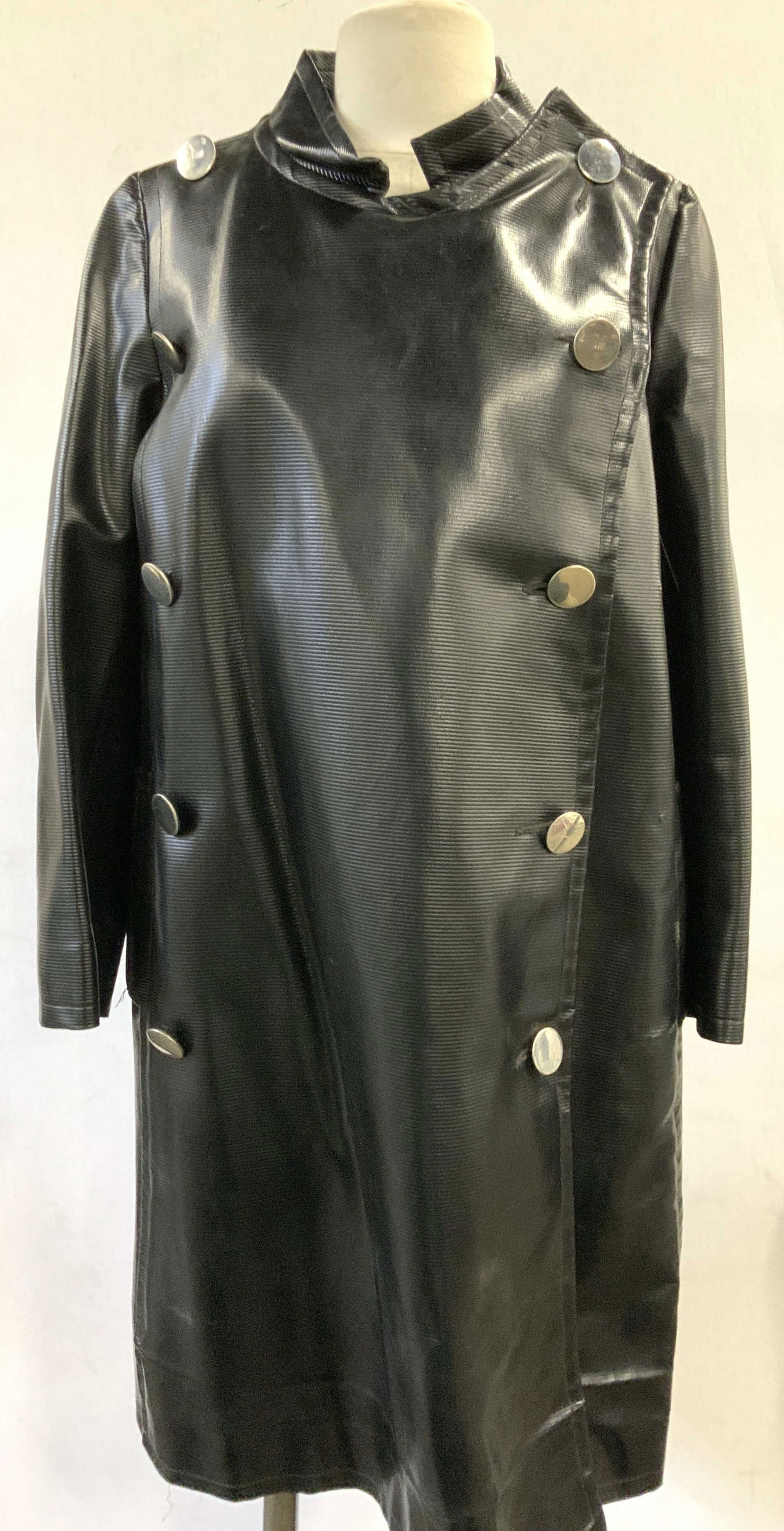 Double Breasted Black Vinyl Coat (1 of 8)