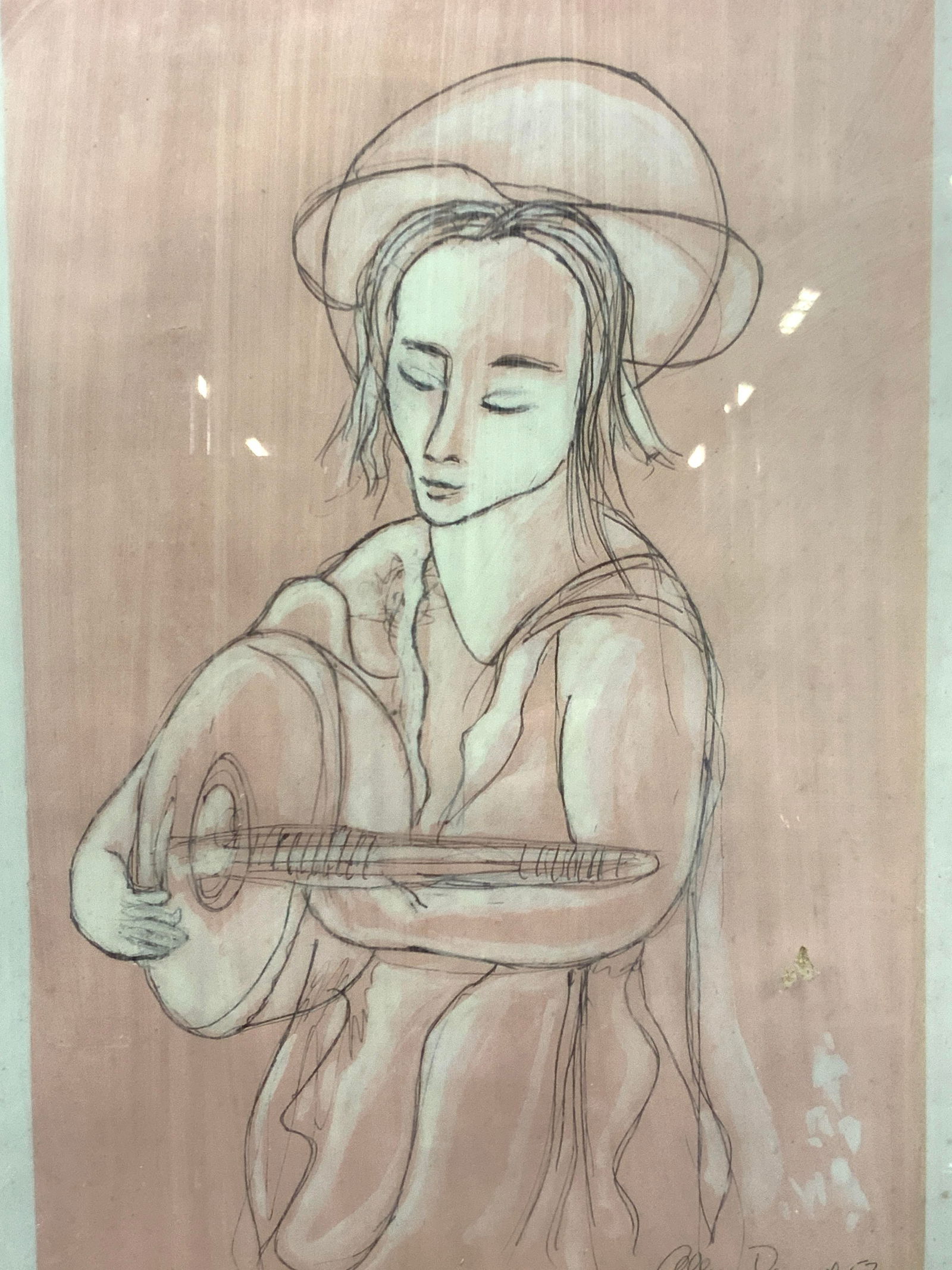 Allen David Signed 1952 Angel W Lute Lithograph (1 of 9)