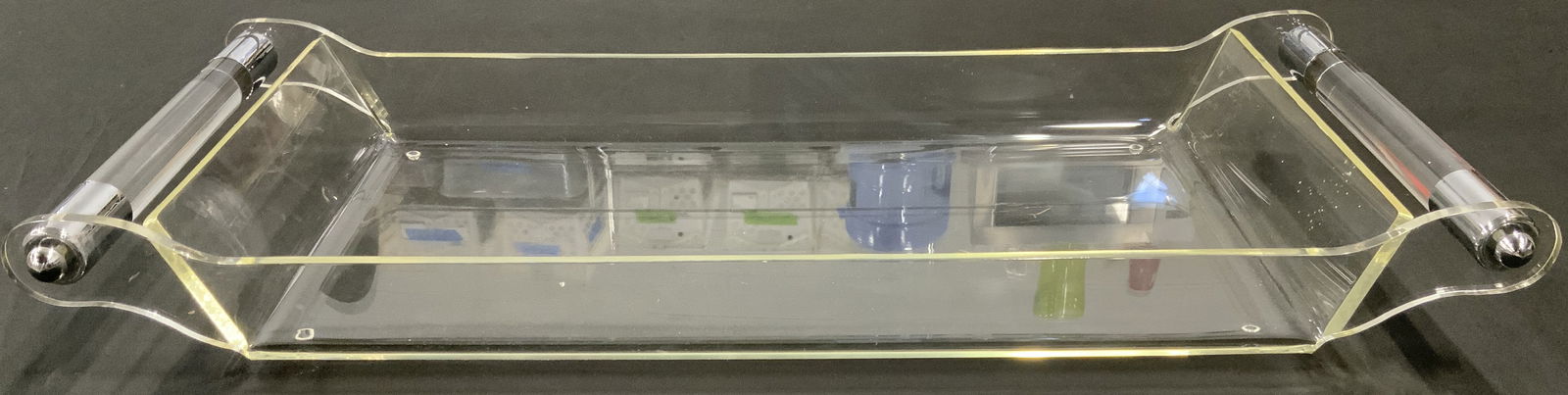 MCM Lucite & Chrome Serving Tray W Handles (1 of 6)