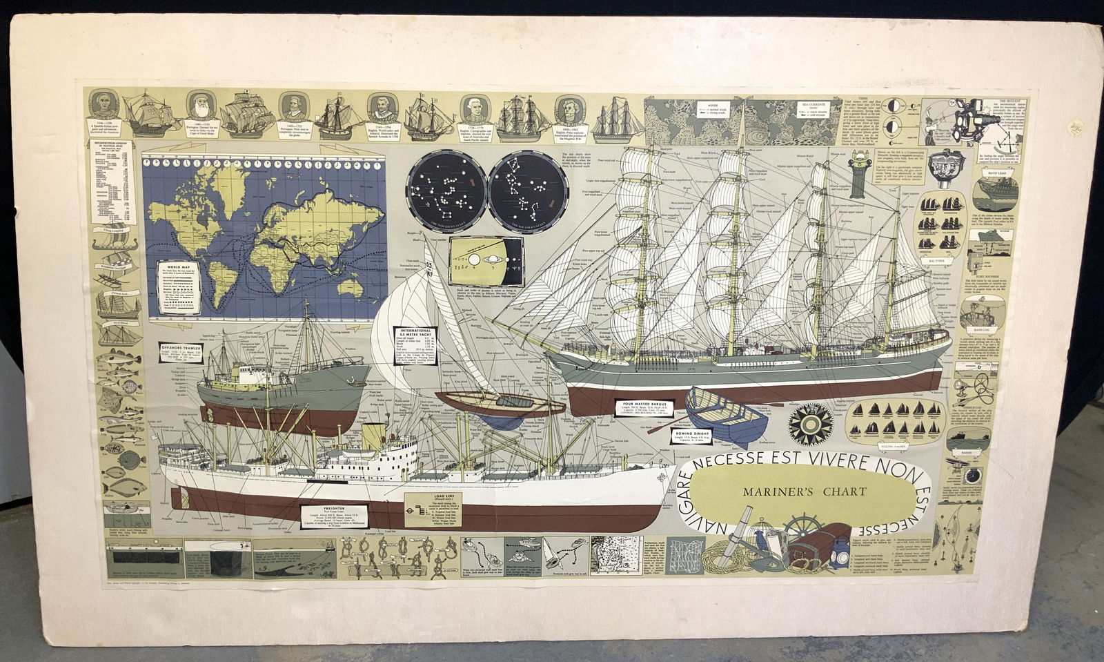 XL Mariners Chart Lithograph On Board 2.5ft x 4ft (1 of 17)