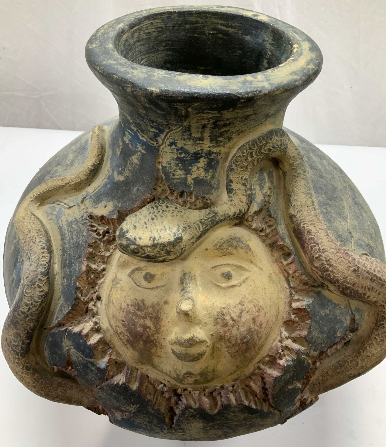 Snake & Face One Of Kind XL Ceramic Vessel (1 of 12)