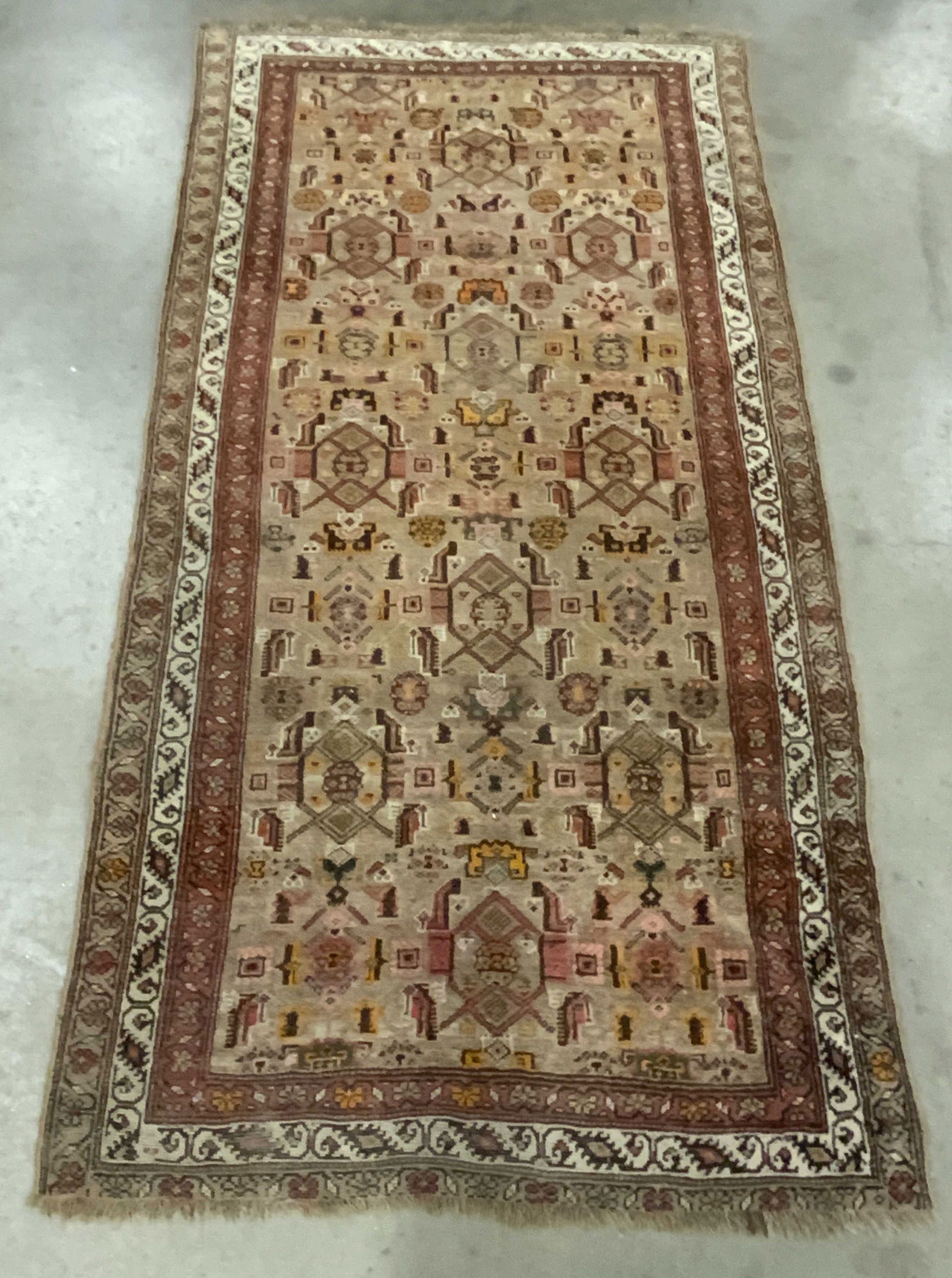 Vintage Handmade Geometric & Floral Pattern Rug (1 of 15)