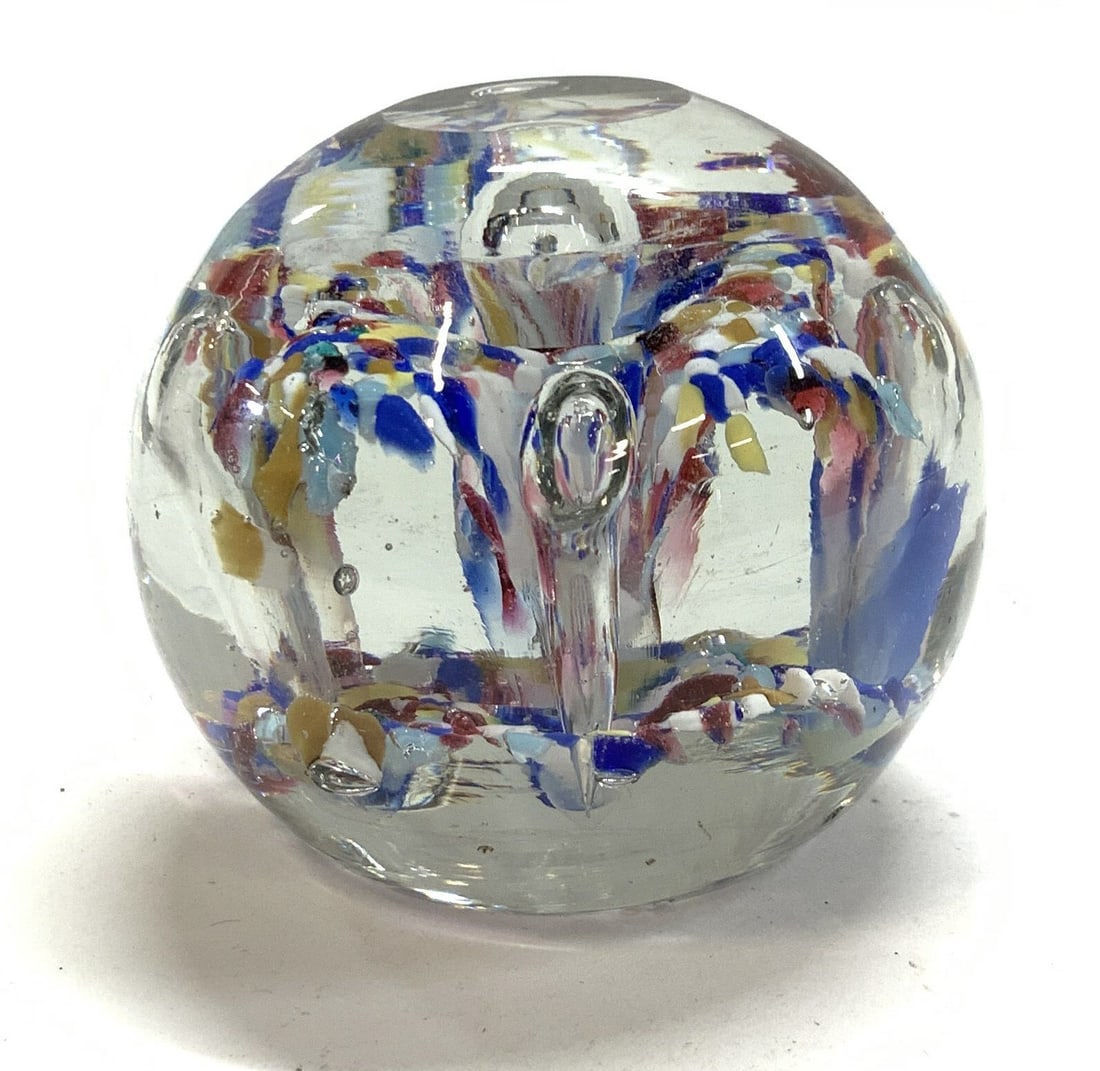 Multi Chrome Flower Art glass Paperweight (1 of 6)