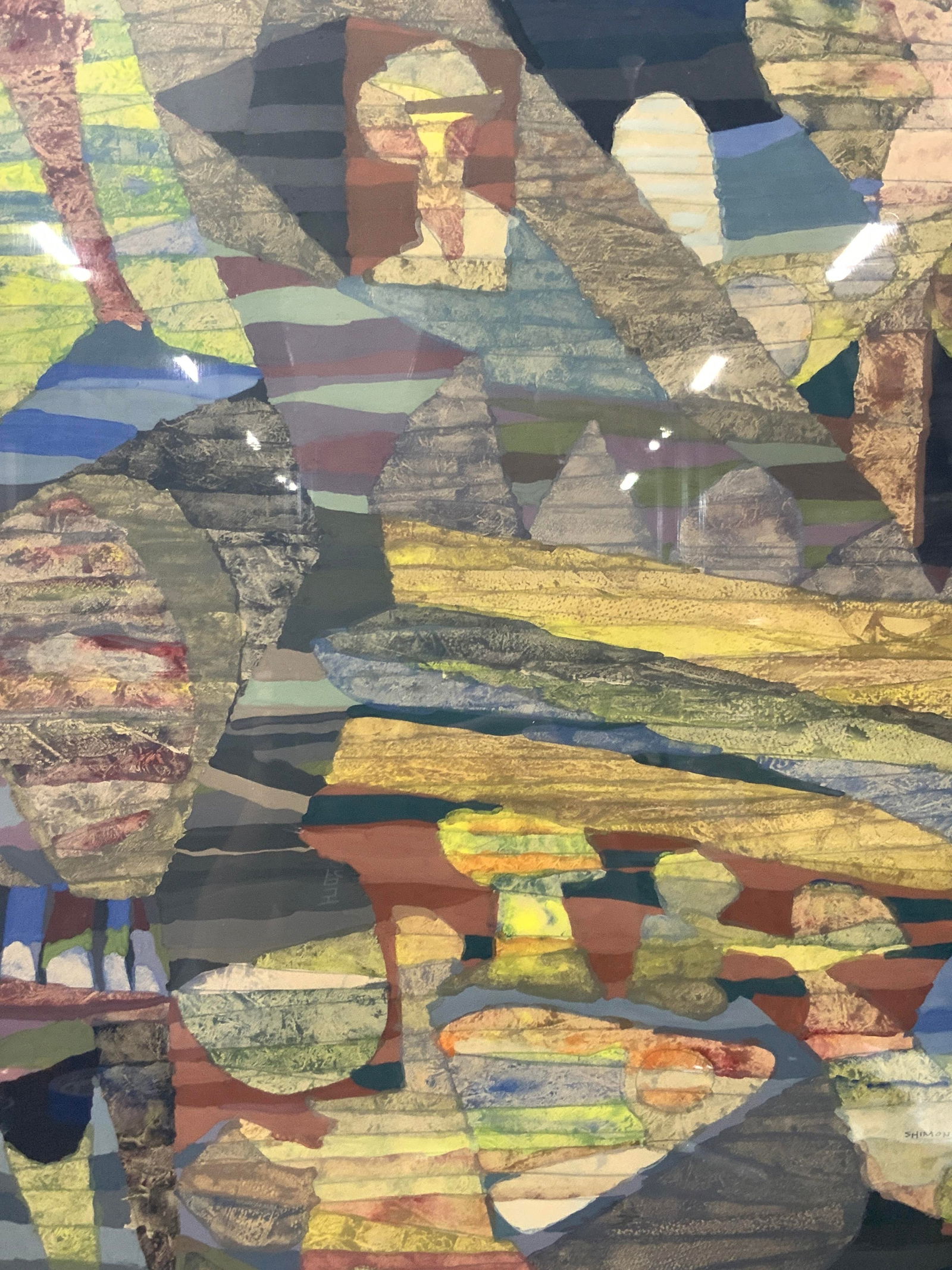 SHIMON Signed Gouache & Acrylic Abstract Painting (1 of 9)