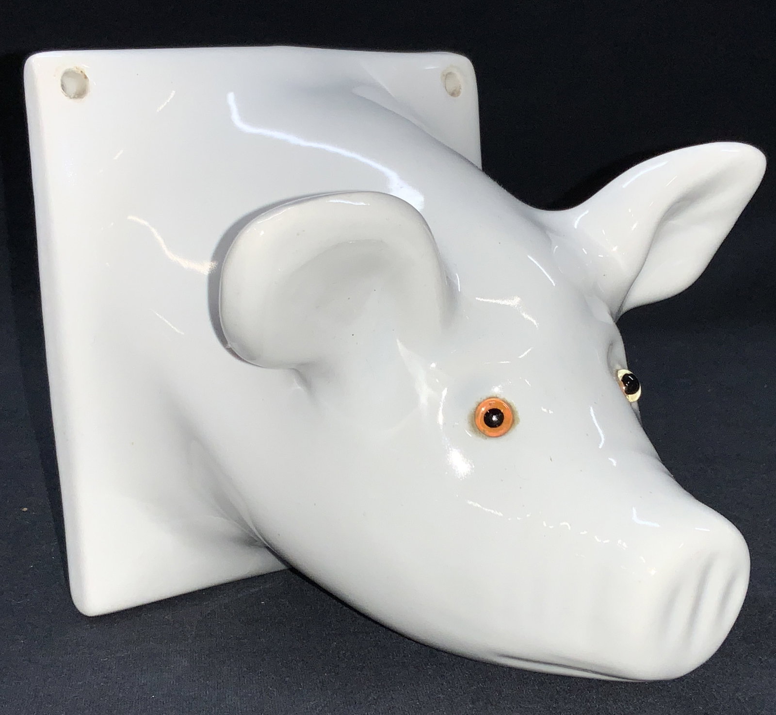 White Ceramic Pig Head Wall Sculpture (1 of 9)