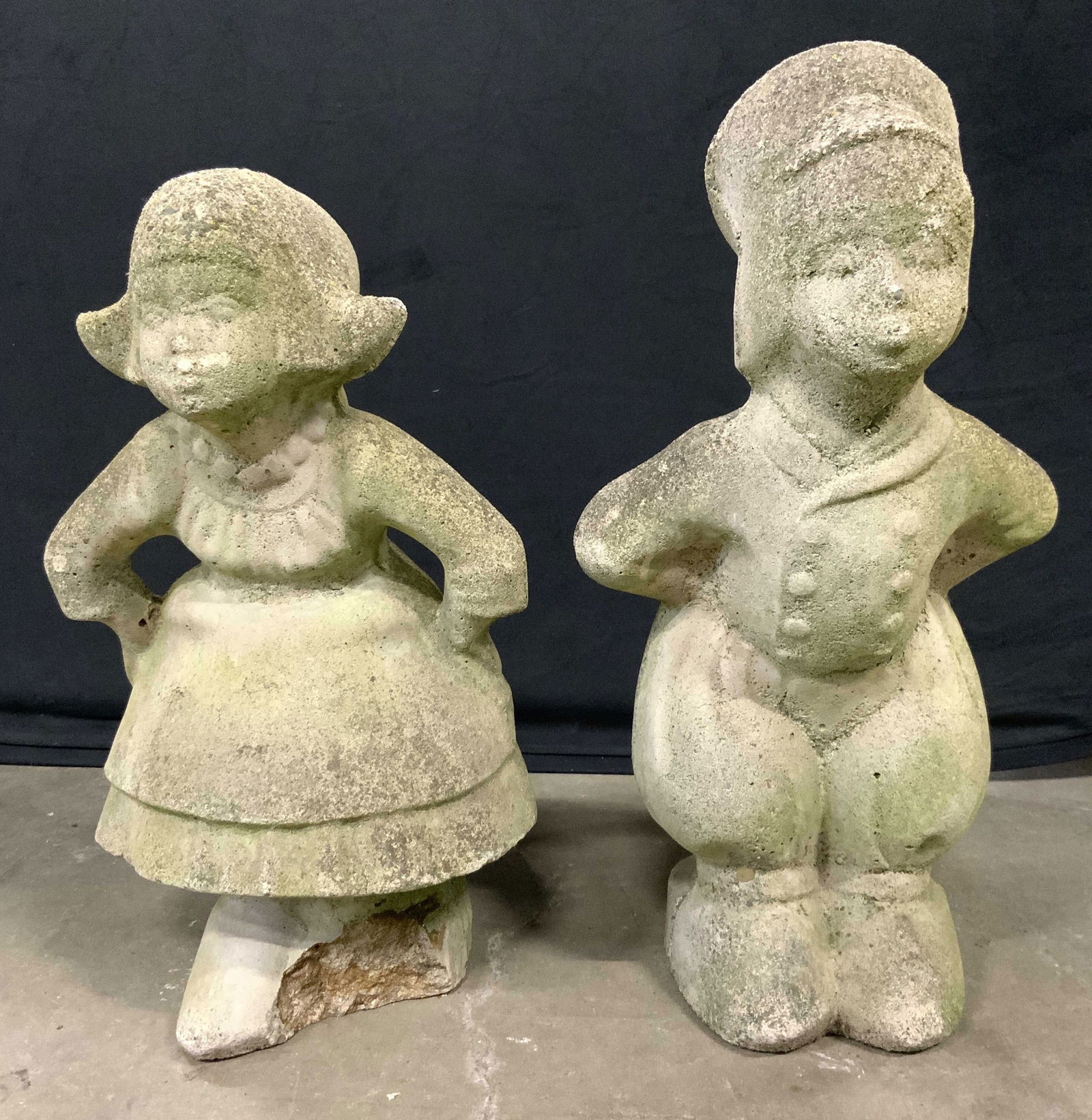 Lot 2 Cement Dutch Boy & Girl Garden Statuary (1 of 11)