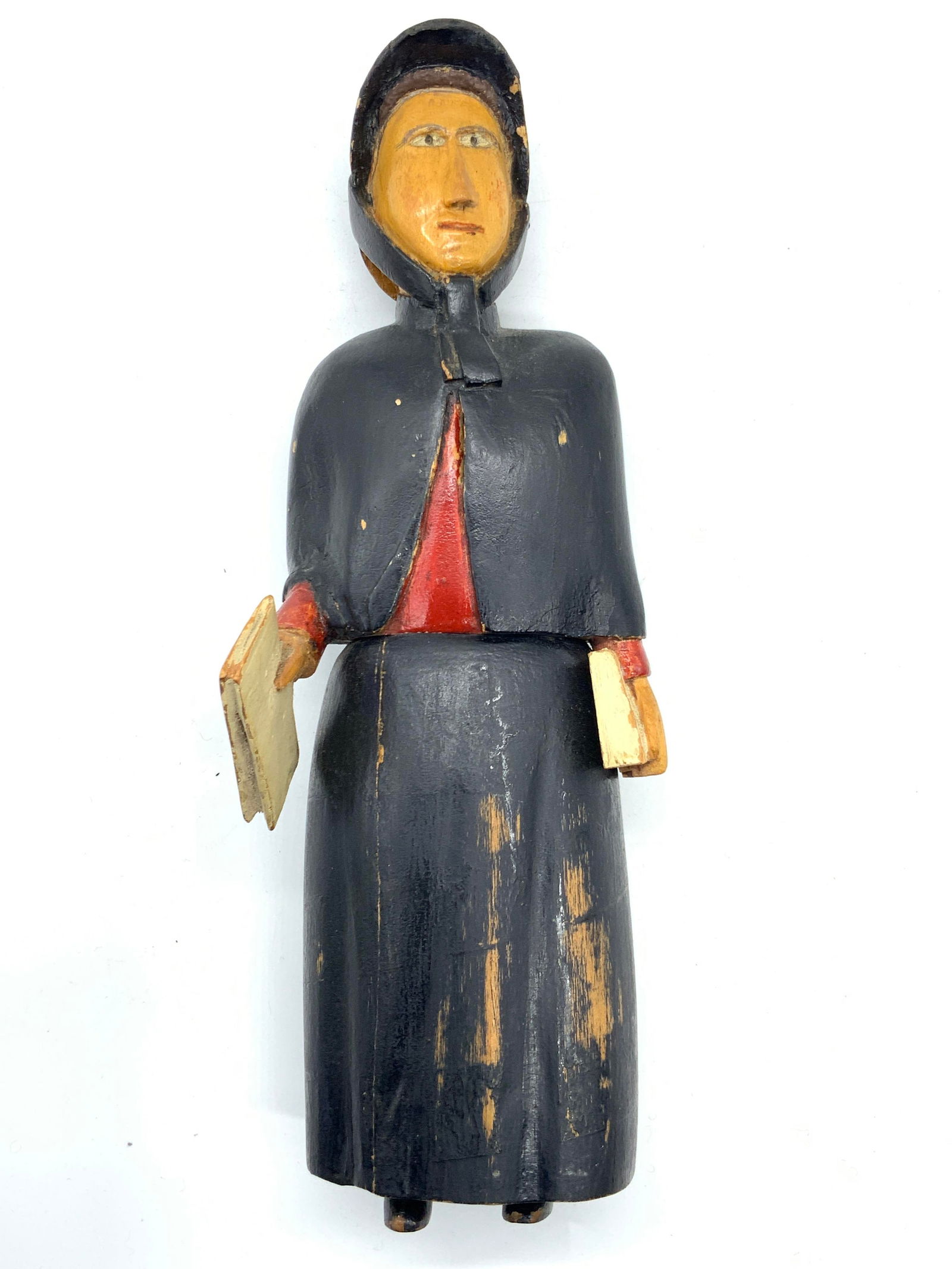 Signed 1920 Folk Art Wooden Doll W Removable Skirt (1 of 13)