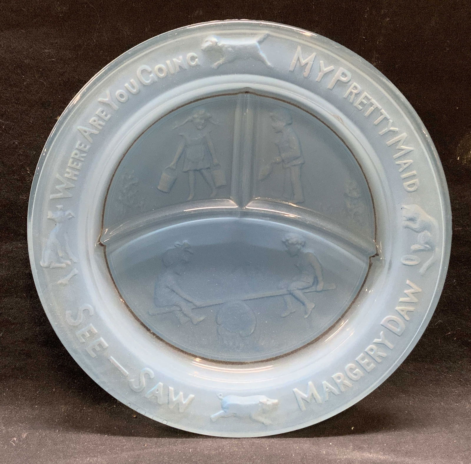 Margery Daw See Saw Divided Blue Glass Plate (1 of 6)