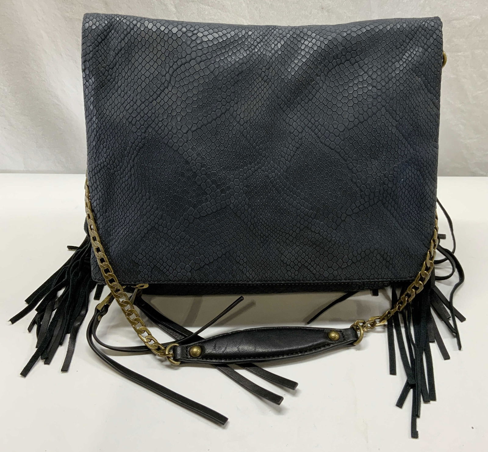 ASH Black Leather Fringe Handbag (1 of 9)