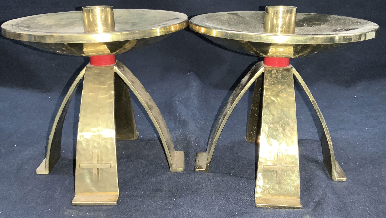 2 1960 Vintage Swedish Brass Church Candle Holders (1 of 9)