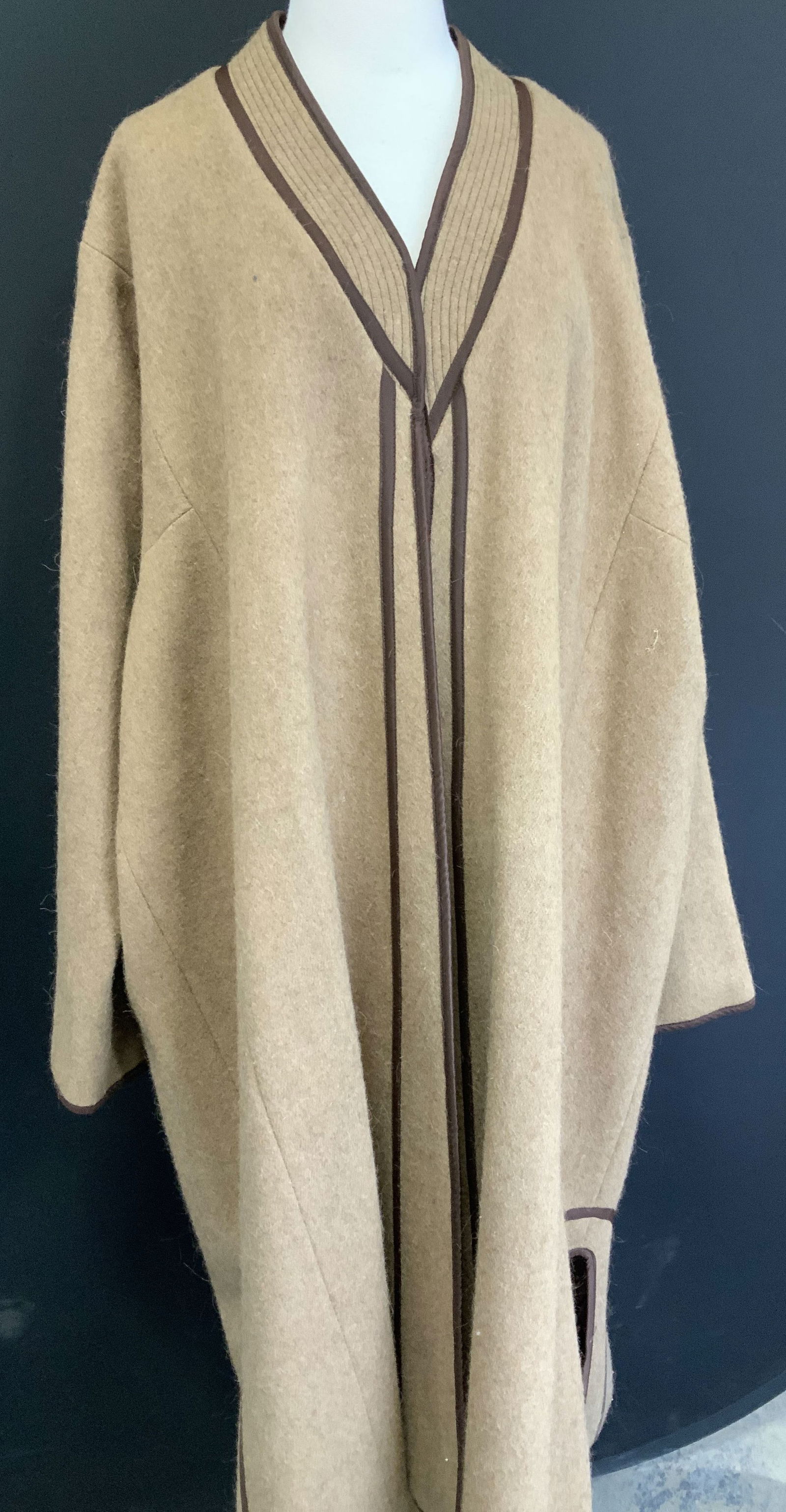 Camel Toned Long Wool Coat, Plus Sz (1 of 10)
