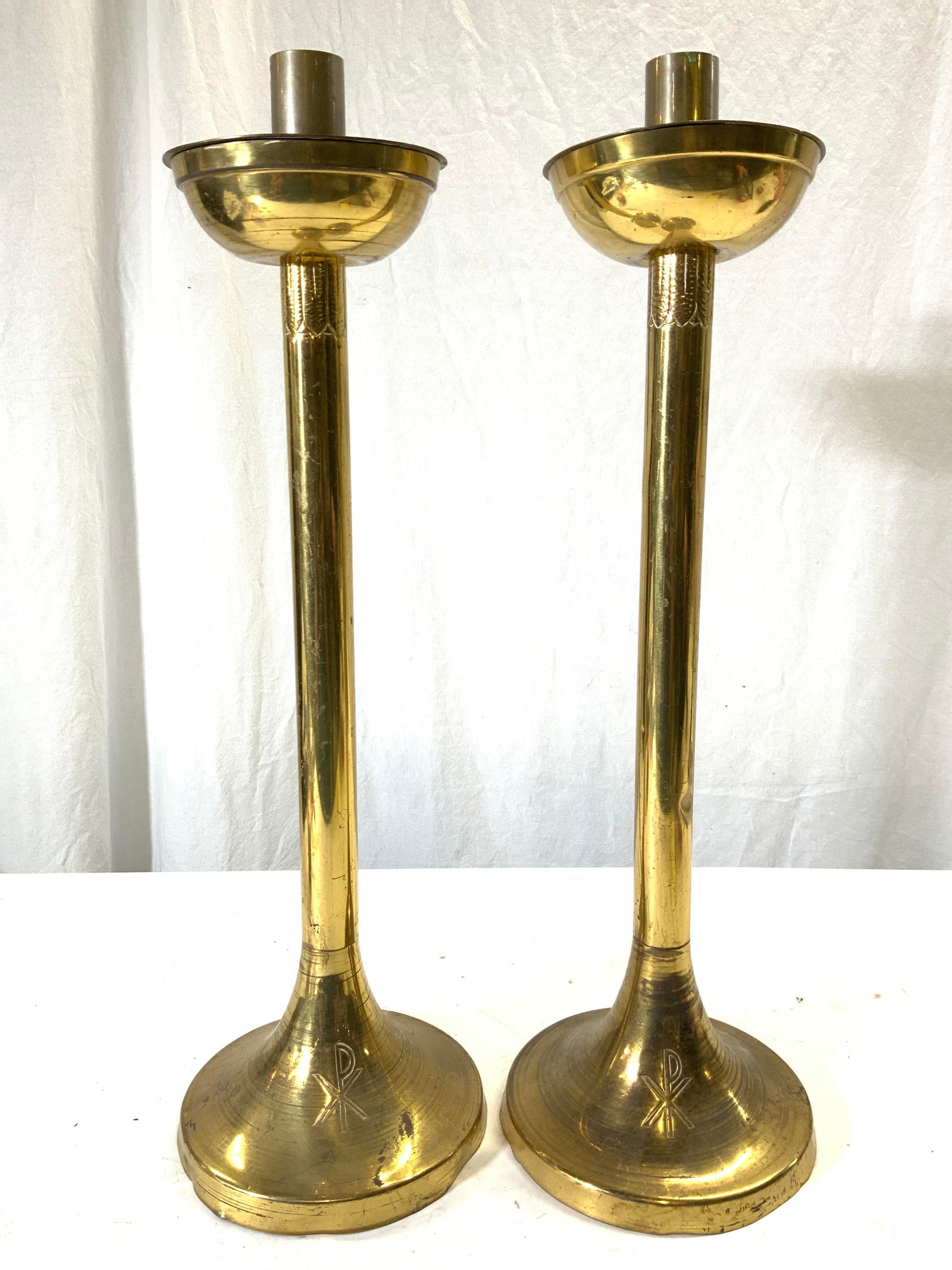 ST CALL Pr Swiss Brass Candlesticks 21 In C 1964 (1 of 7)