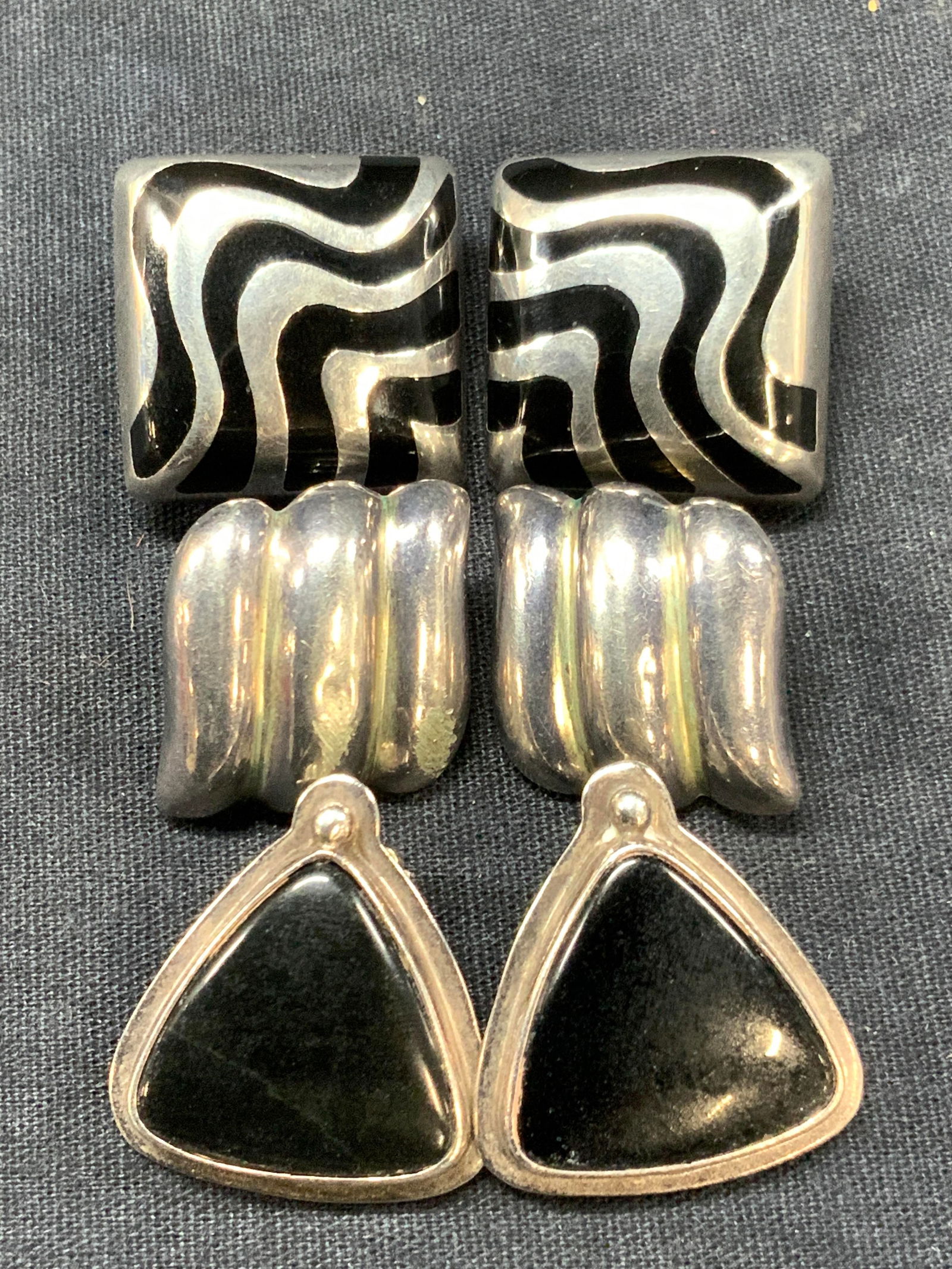 3 Prs Sterling Earrings, Bayanihan, Mexico + (1 of 14)