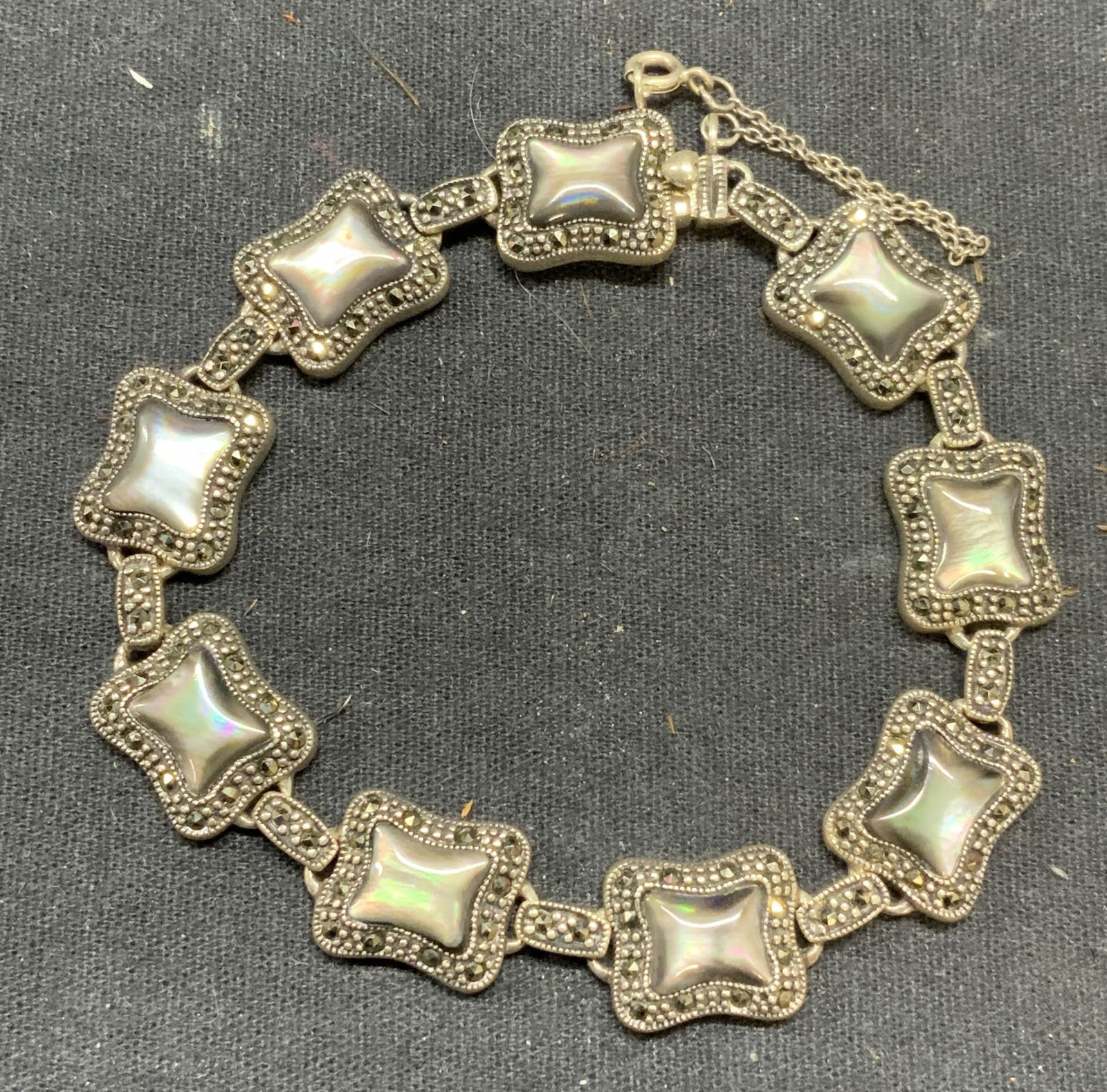 Vintage Sterling Silver & Abalone Bracelet (1 of 7)