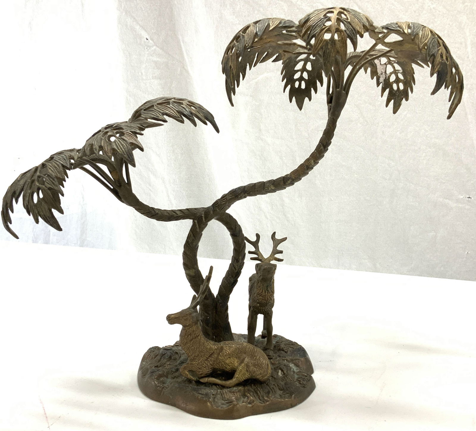 Antique Gilt Bronze Stag  & Palm Tree Sculpture (1 of 8)