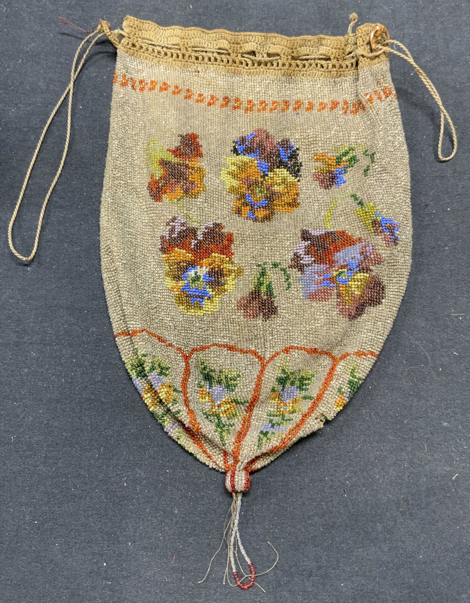 Vintage Beaded Floral Drawstring Handbag (1 of 7)