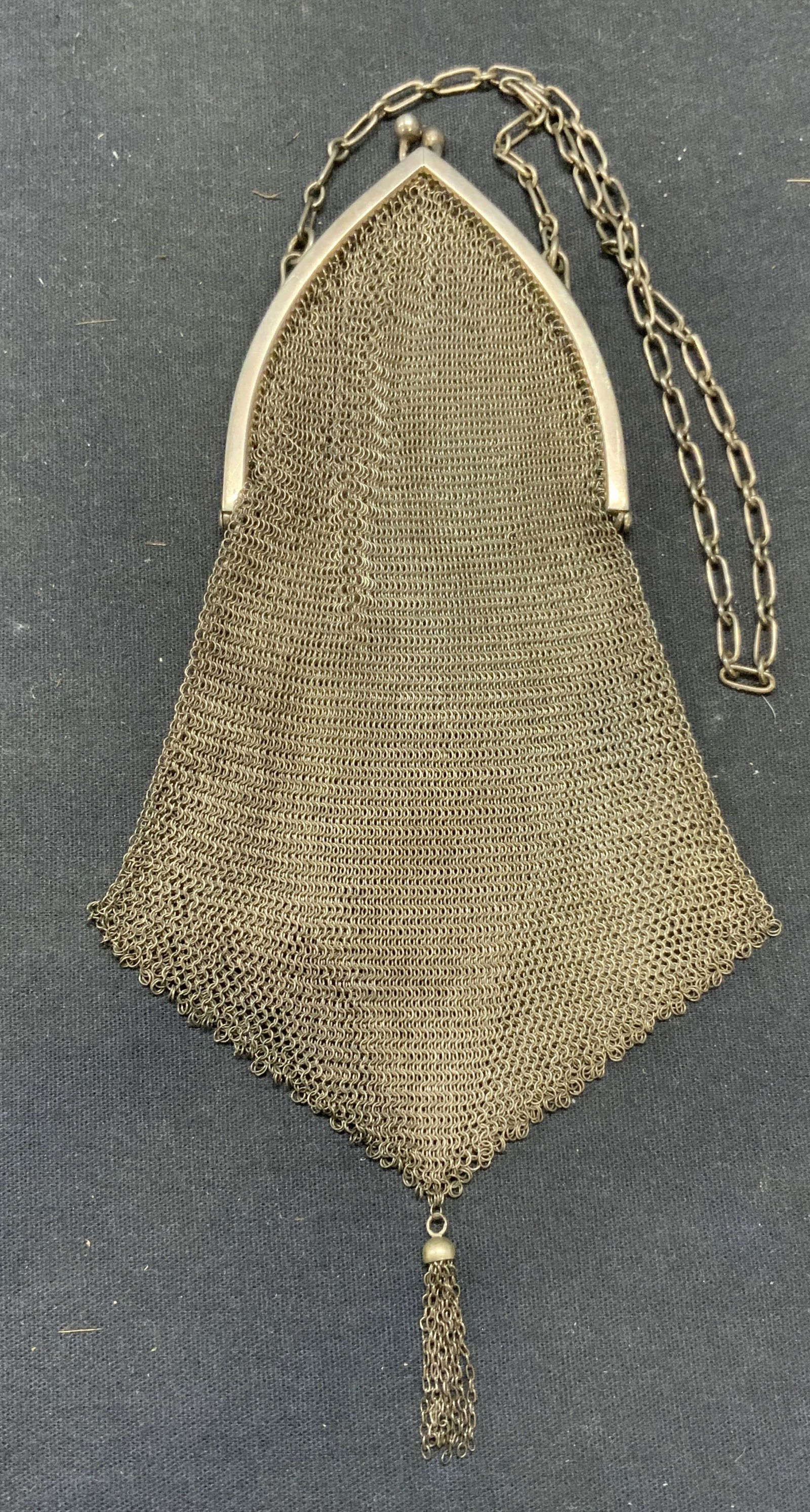 Vintage Hallmarked Sterling Silver Mesh Handbag (1 of 7)