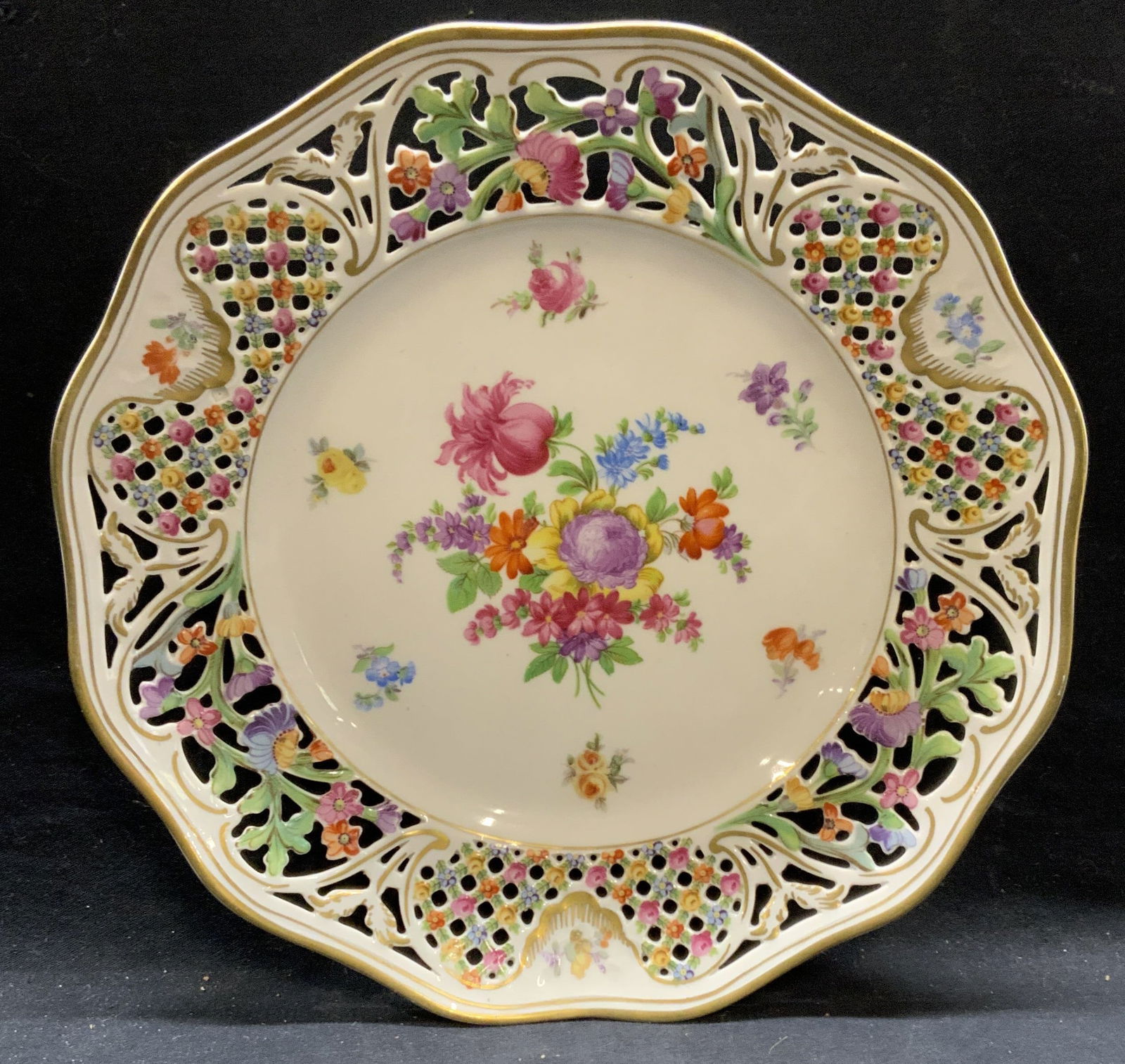 Vintage Schumann Bavaria Pierced Rim Porc Plate (1 of 6)