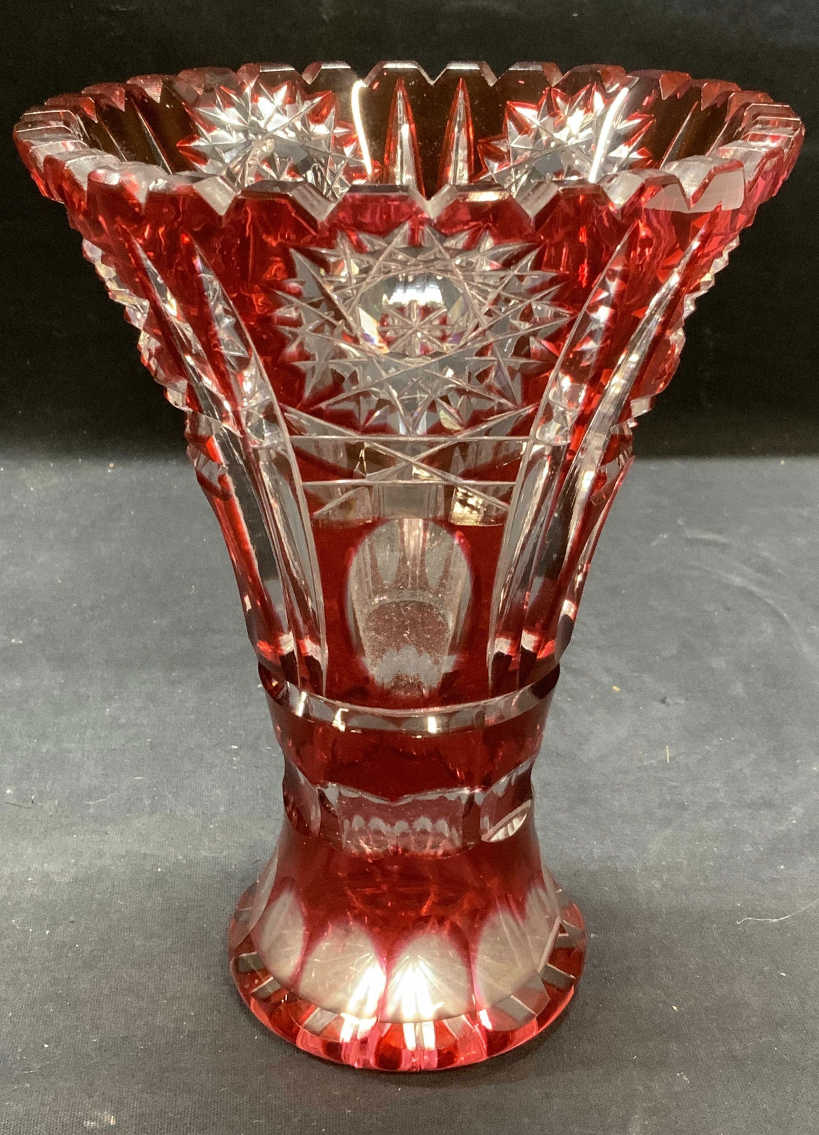 Cranberry to Clear Cut Crystal Vase (1 of 6)