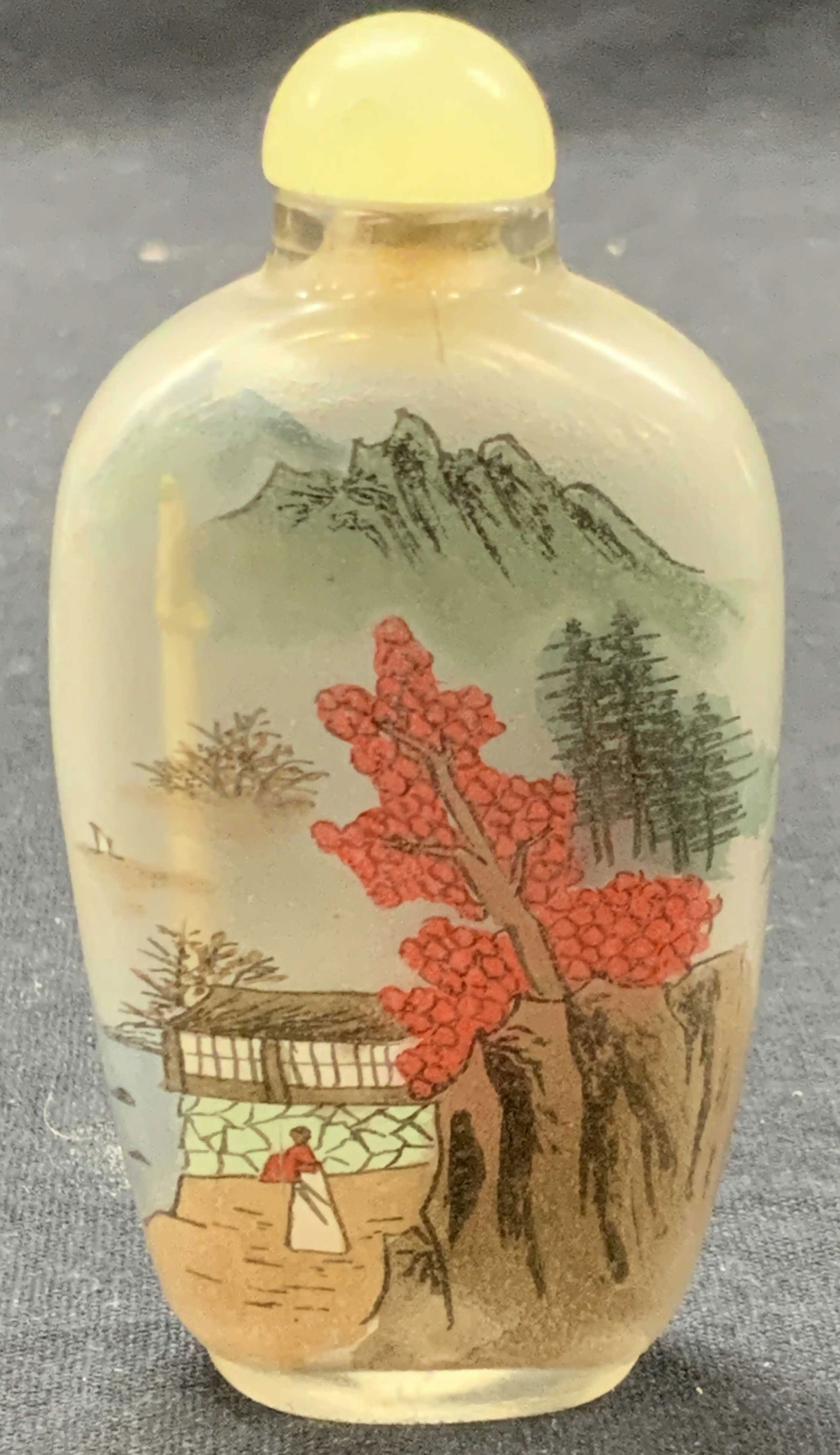 Vntg Reverse Hand Painted Glass Asian Snuff Bottle (1 of 7)