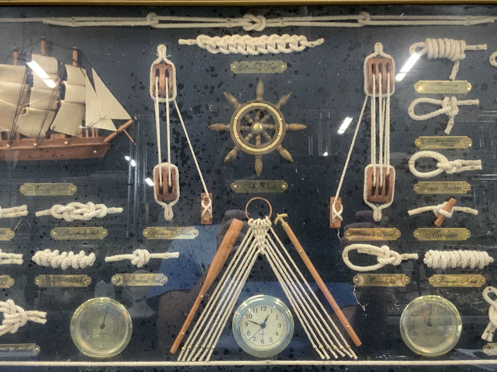 Nautical Knot Board Clock & Thermometer, Mayflower (1 of 12)