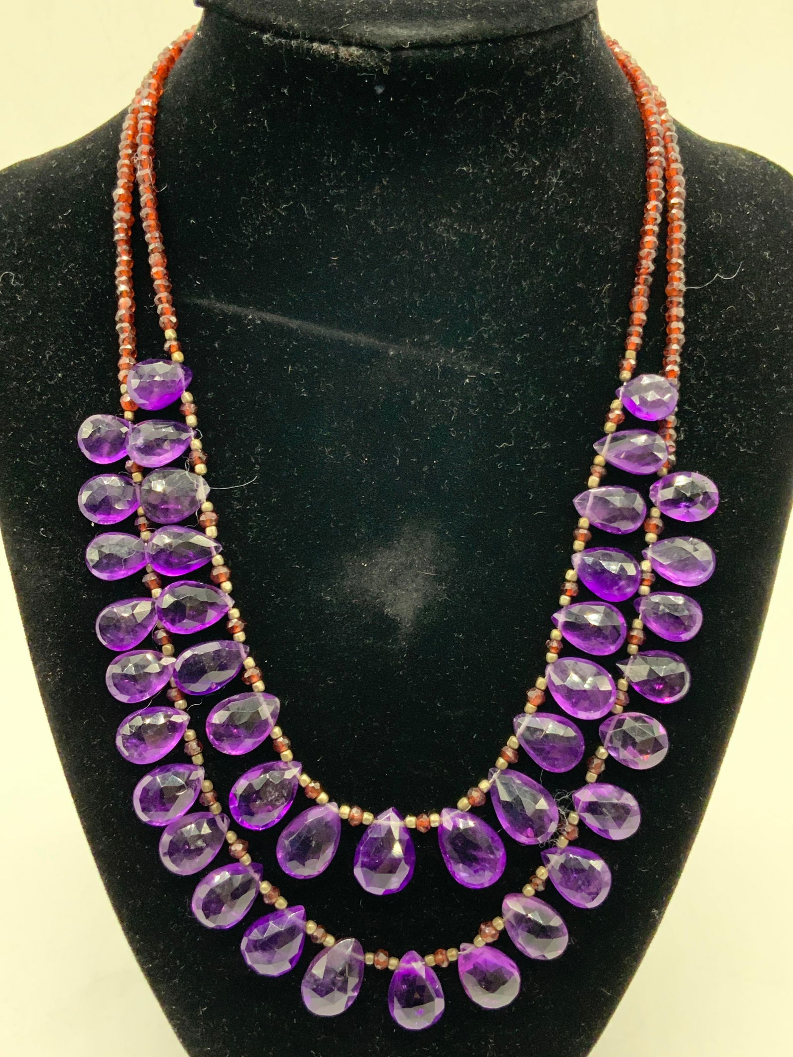 Sterling Silver Amethyst, Garnet Bib Necklace, NWT (1 of 10)