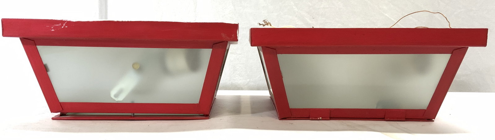 JOSEPH RICHTER INC Pr Sq Metal Flushmount Lights: Invoice reads JOSEPH RICHTER INC Square Metal Flushmount. Top of invoice reads CULLMAN & KRAVIS INC. Style: #393. Each light has 4 frosted glass panels Size 11 inches square. Piece primed for paint. L