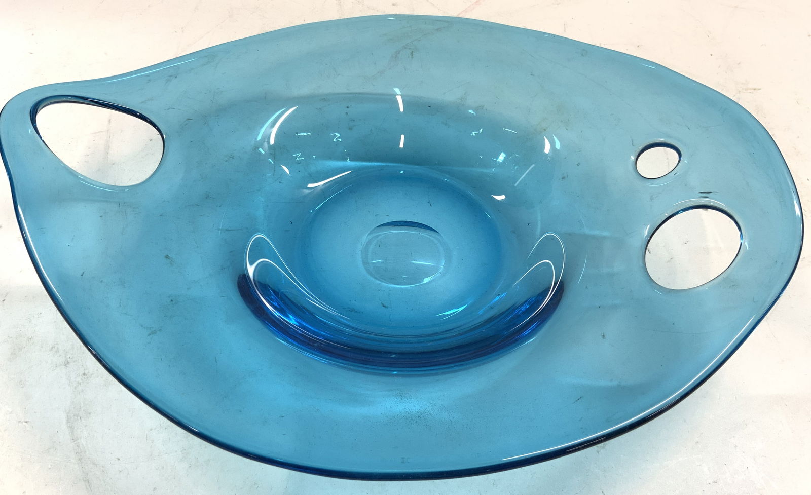 Hand Blown Art Glass Vessel Bowl Blue (1 of 7)