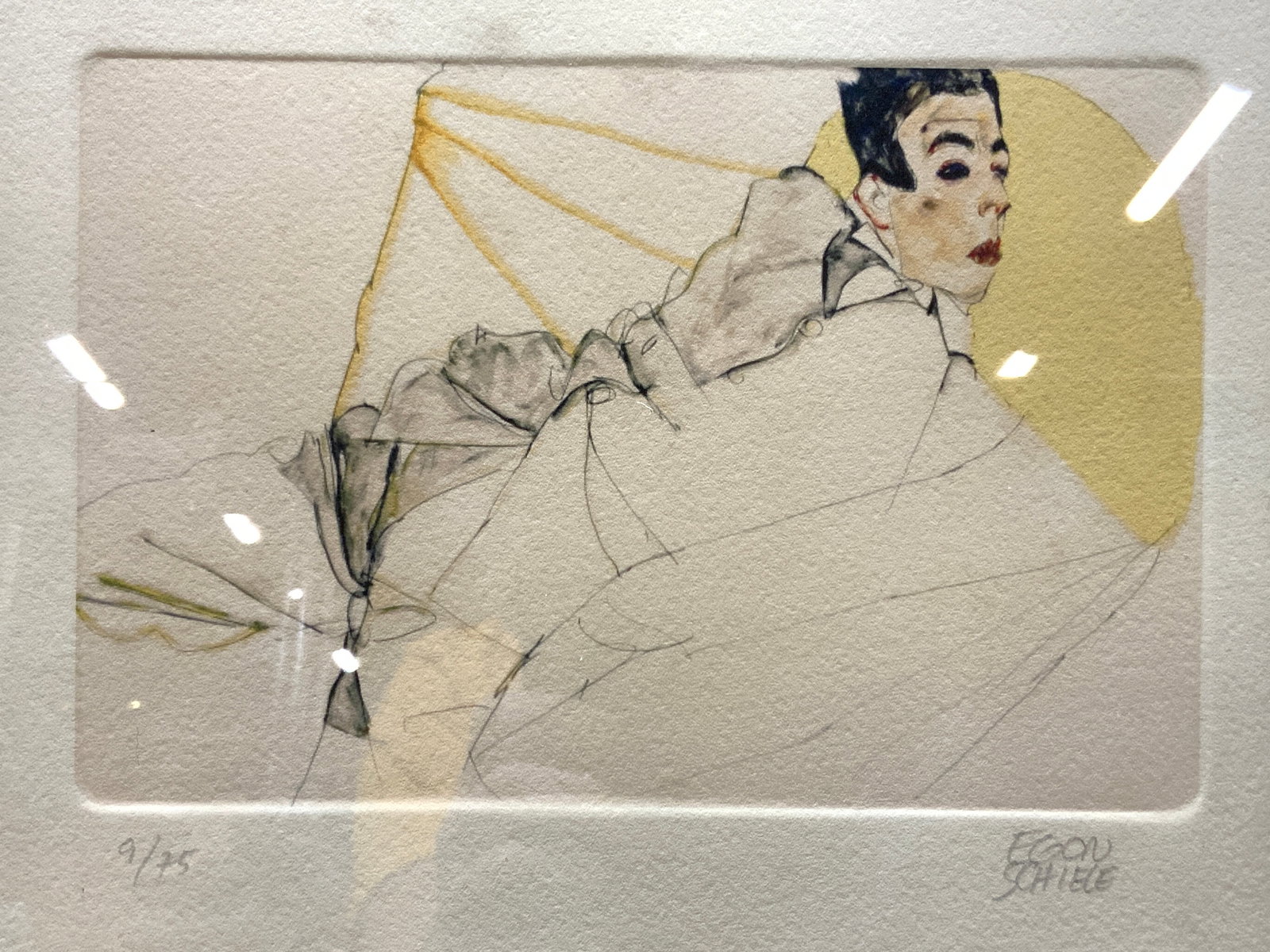 ATTR Egon SCHEILE Sgd Reclining Man Block Print (1 of 9)