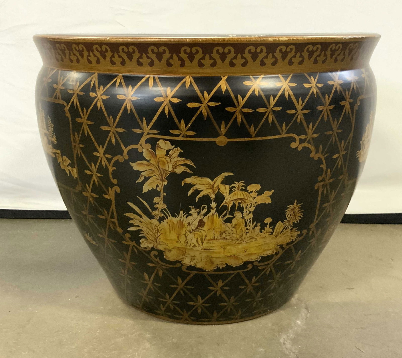 Vntg Floor Sized Asian Porcelain Fishbowl Planter (1 of 16)
