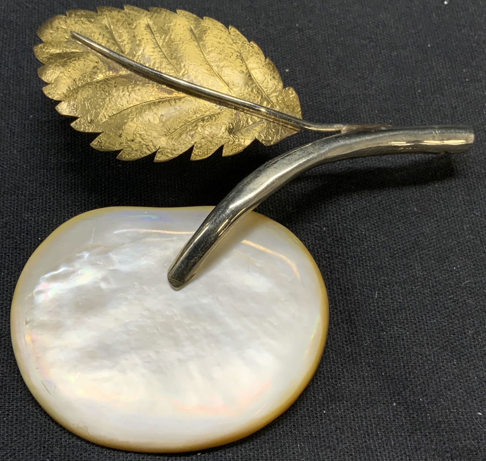 FABRICE Mother of Pearl Gold Tn Fruit Brooch 3in (1 of 6)