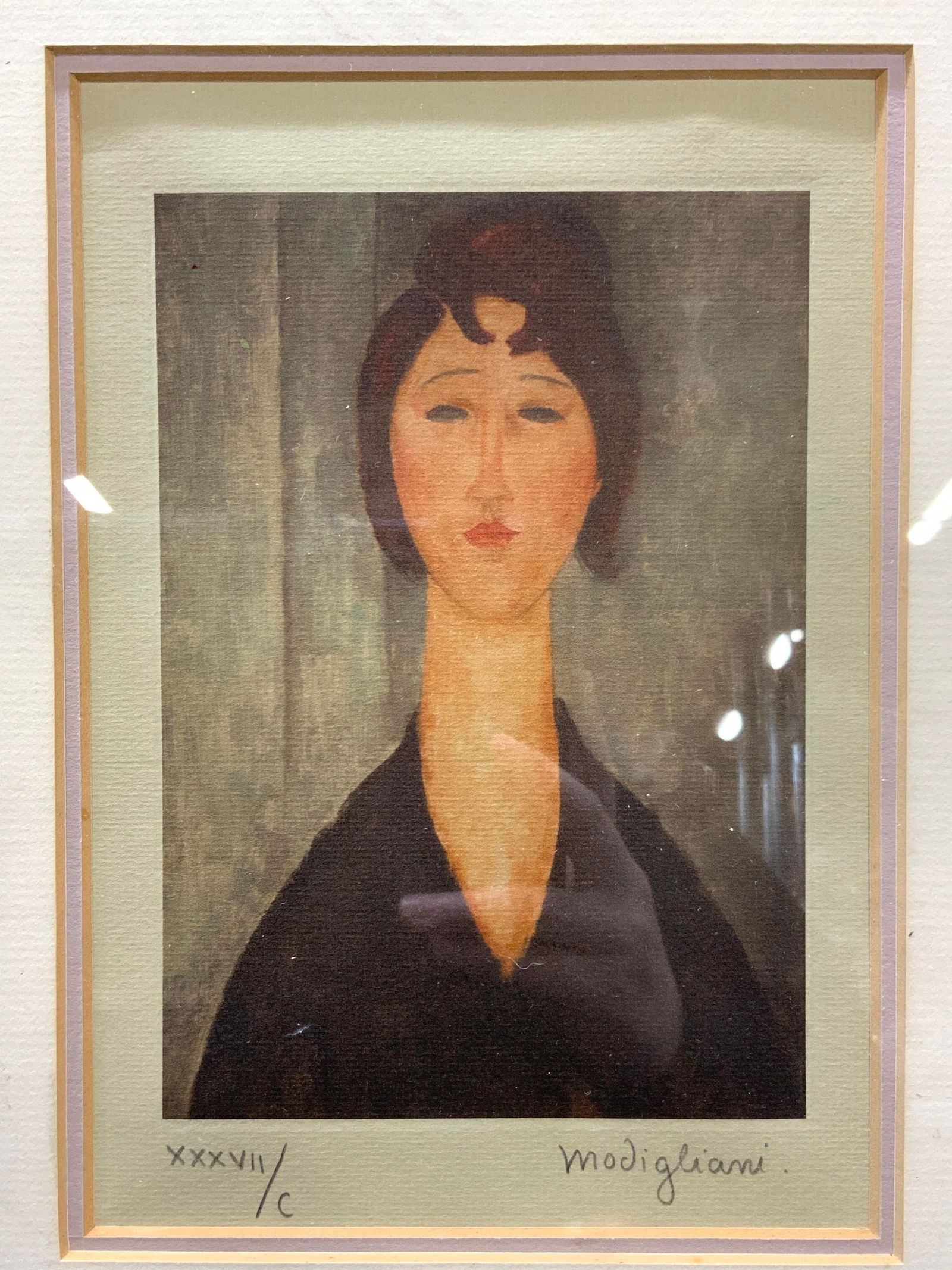 ATTR Modigliani Signed Female Portrait Litho (1 of 10)
