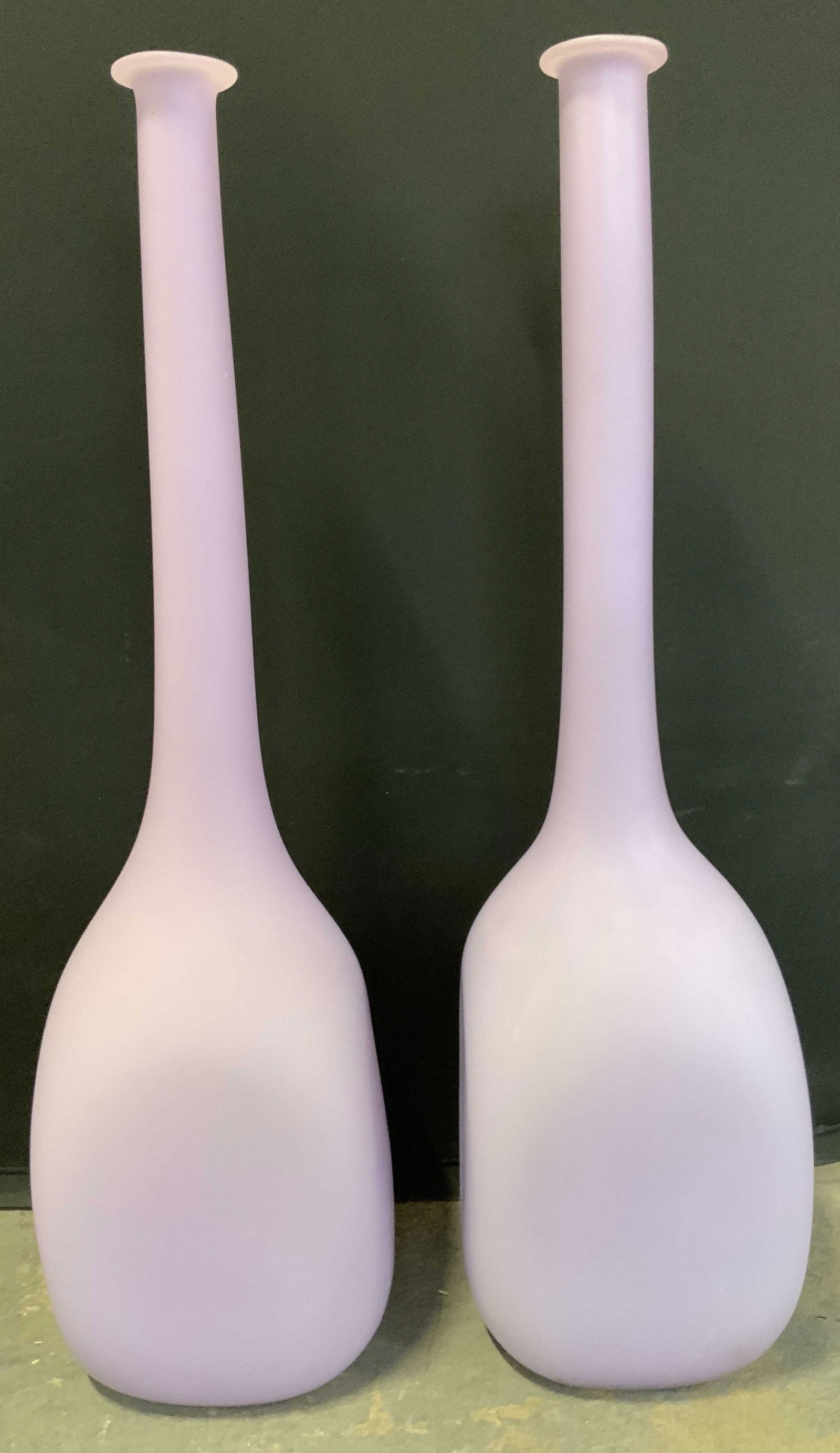 Pair Murano Art Glass Vases Vessels Lavender 25in (1 of 6)