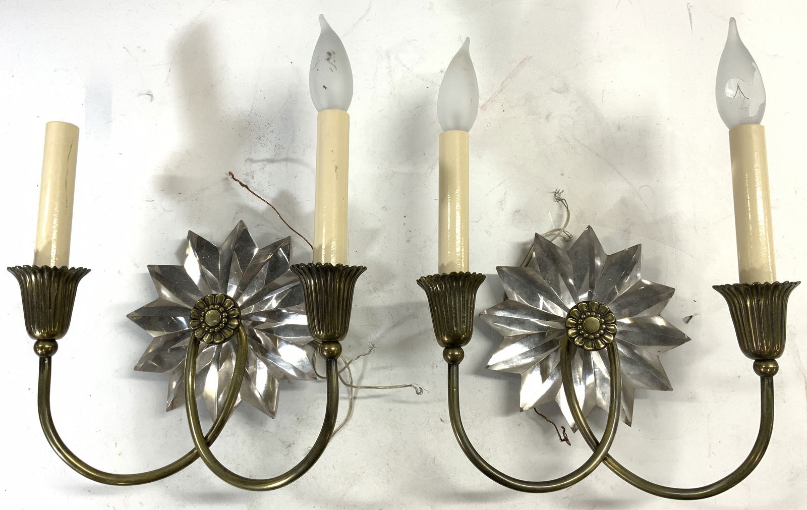 CHAMELEON Pr Art Deco Sconces W Cut Crystal (1 of 9)