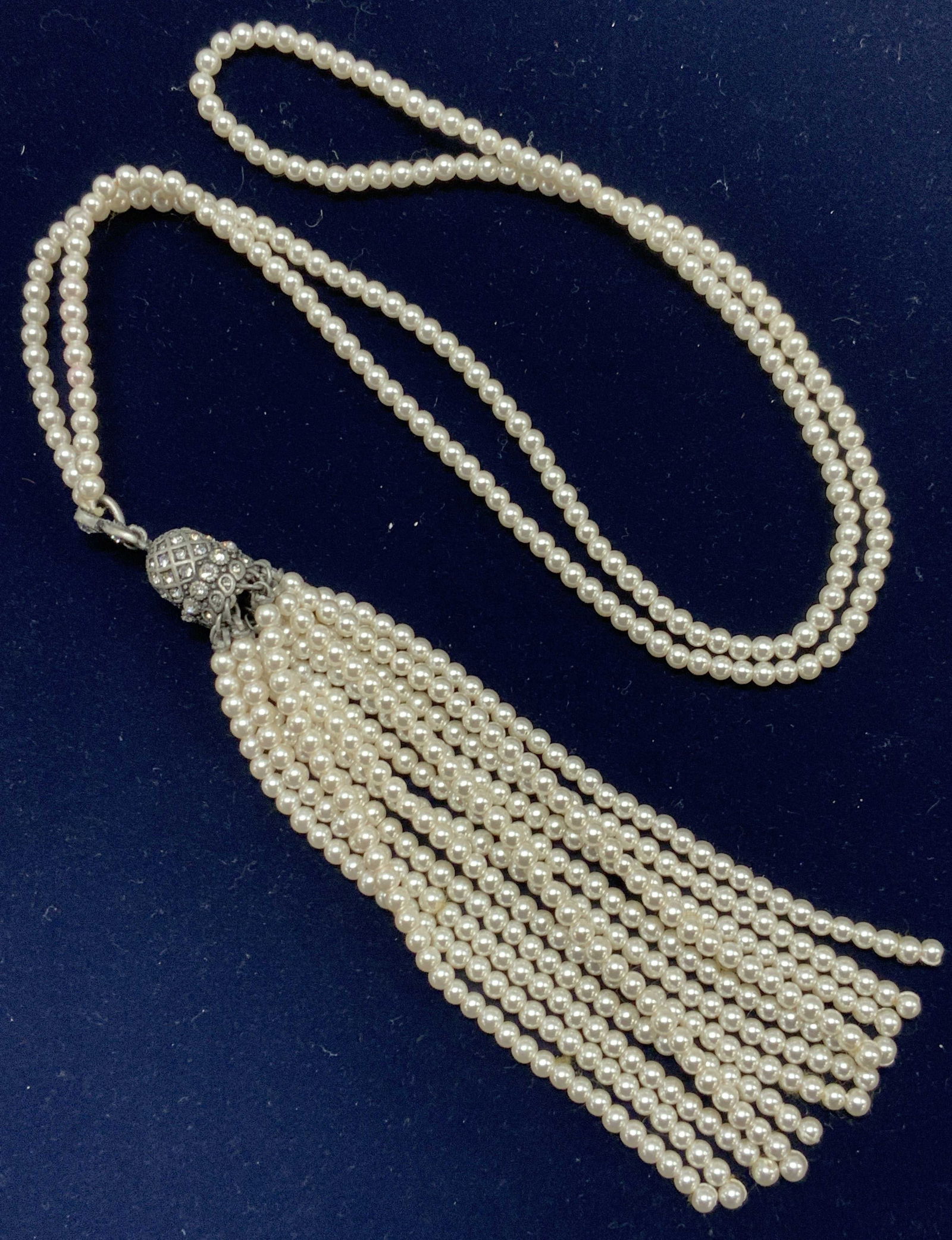 Pearlescent and Crystal Tassel Necklace, Box (1 of 7)