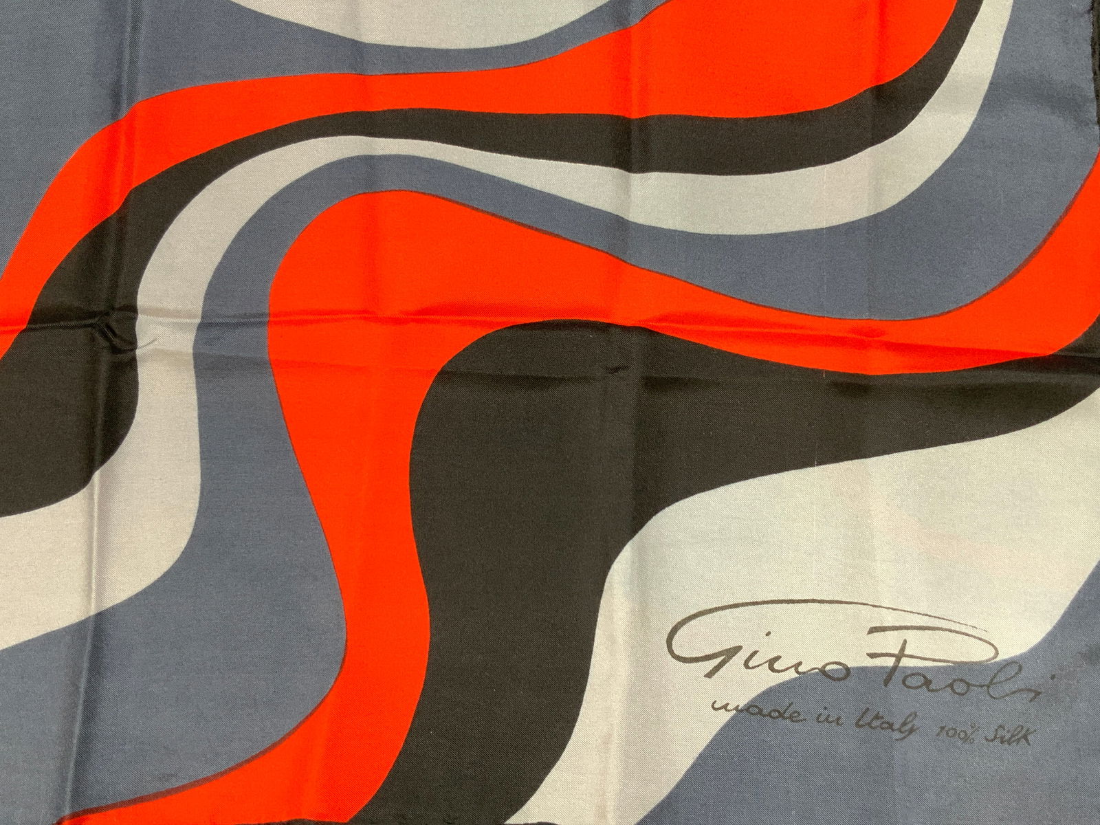 GINO PAOLI Marked Hand Rolled Silk Scarf, Italy (1 of 7)