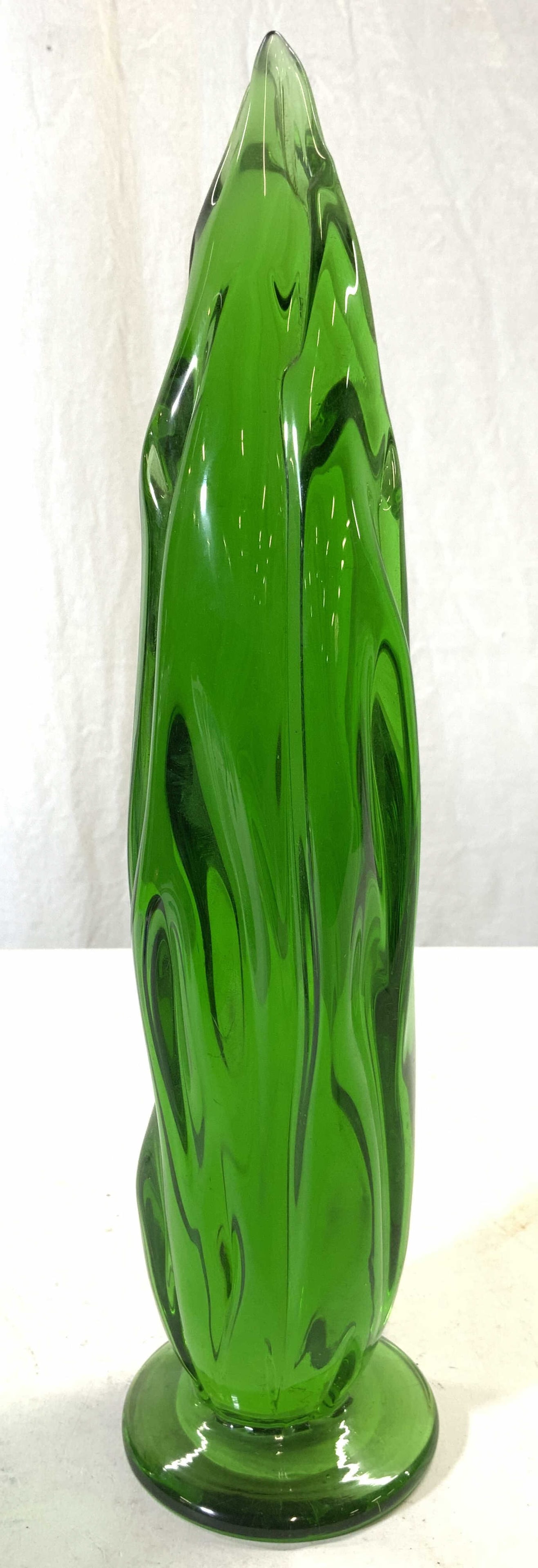 Footed Art Glass Decorative Sculpture Green 1ft1in (1 of 6)