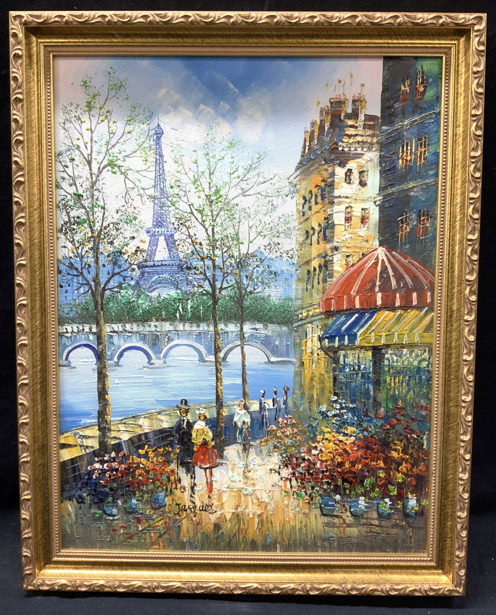 Jacques Signed Paris Landscape Oil Painting (1 of 9)