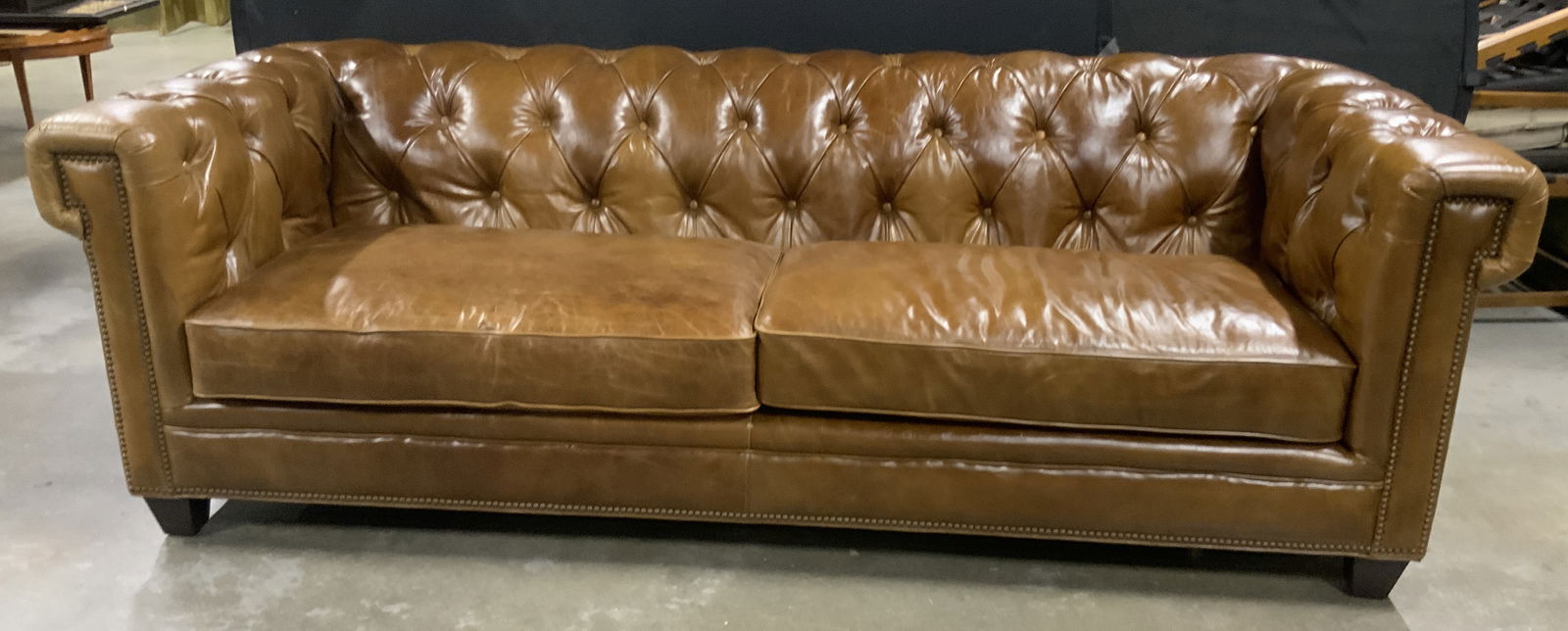 COUNTRY WILLOW Brown Leather Chesterfield Sofa (1 of 18)