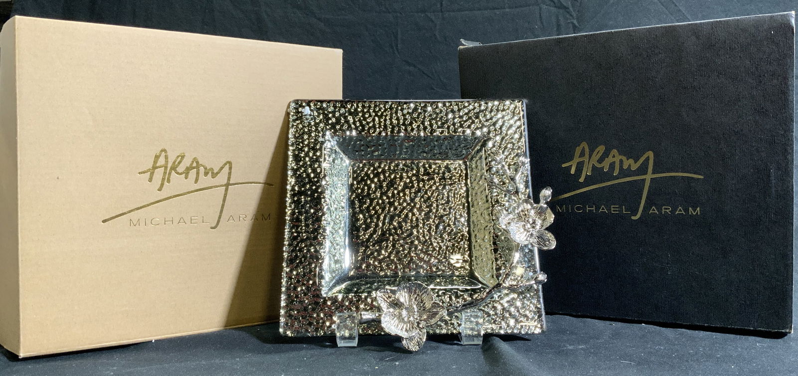 MICHAEL ARAM Whte Orchard Nickelplate Gls Tray NIB (1 of 8)