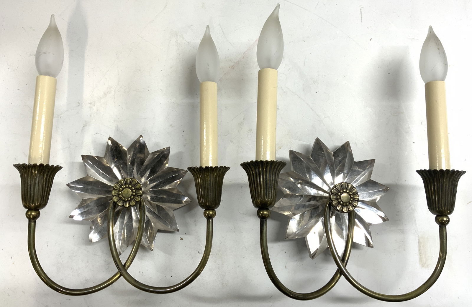 Pr Chameleon Art Deco Sconces W Cut Crystal (1 of 7)