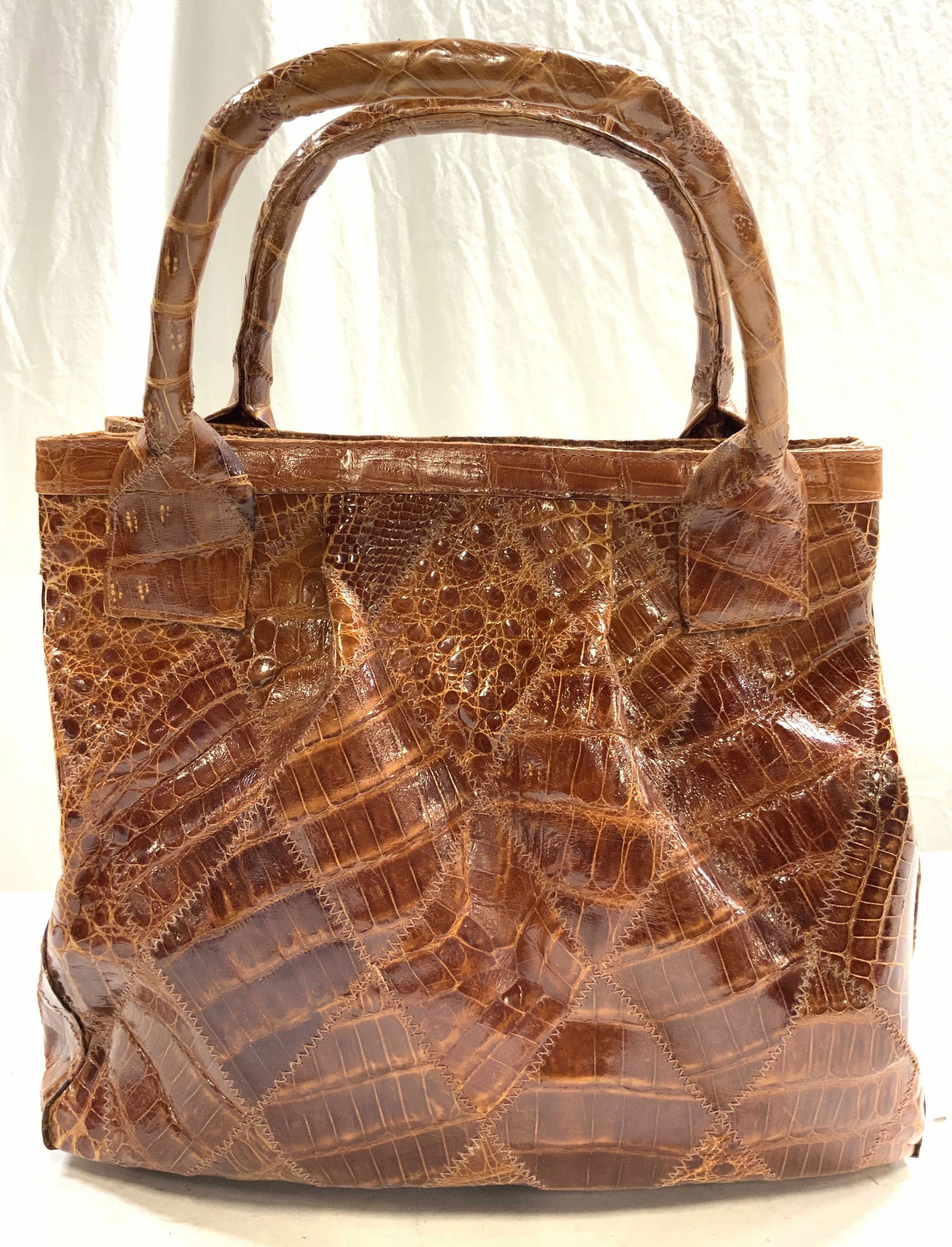 LAI Women's Crocodile Skin Satchel Handbag Beige (1 of 10)