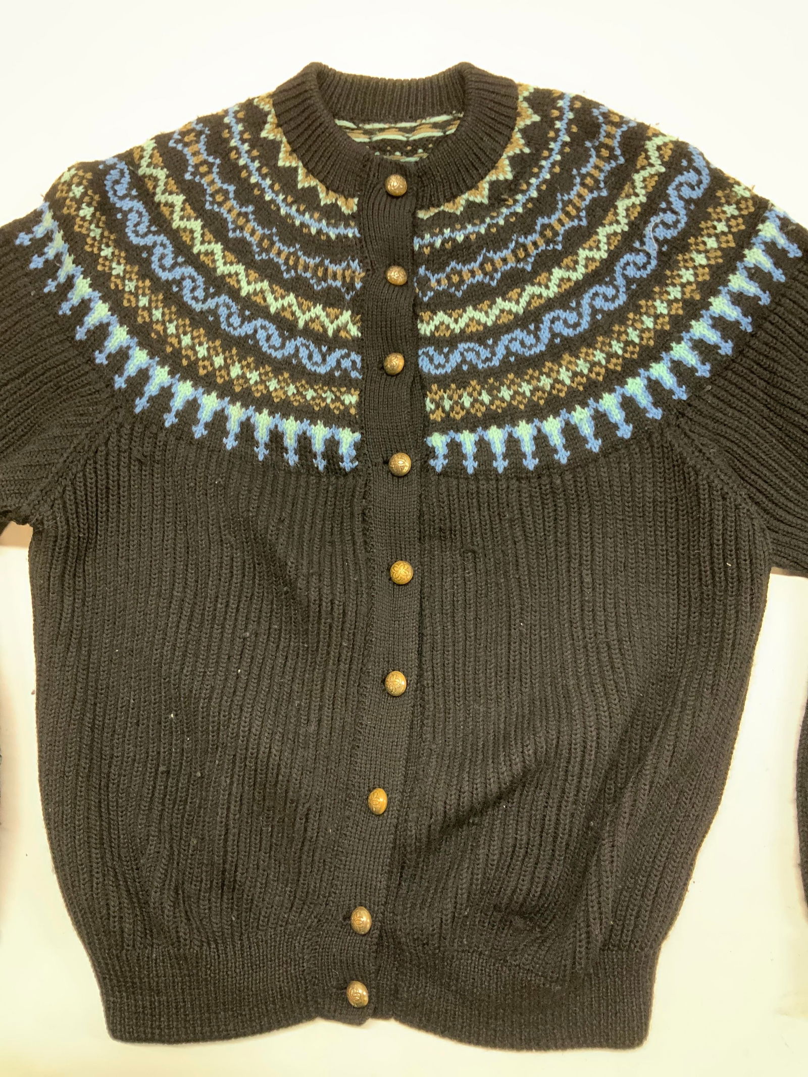 Hand Knit Nordic Button Down Cardigan Sweater (1 of 7)