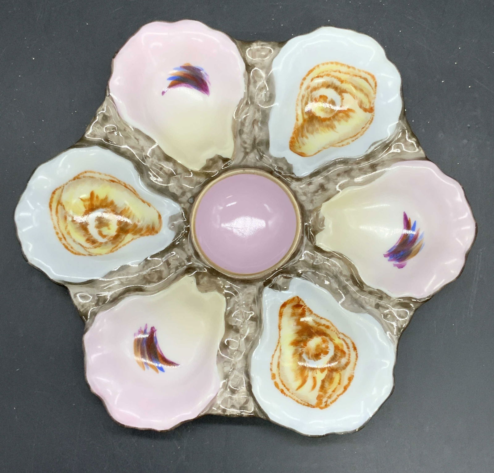Antique Hand Painted Porcelain Oyster Plate (1 of 12)