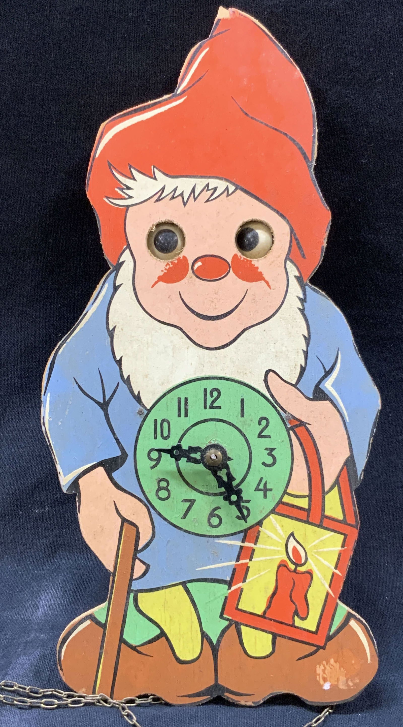 VNTG Wooden Moving Eye Gnome Wall Clock, Germany (1 of 10)